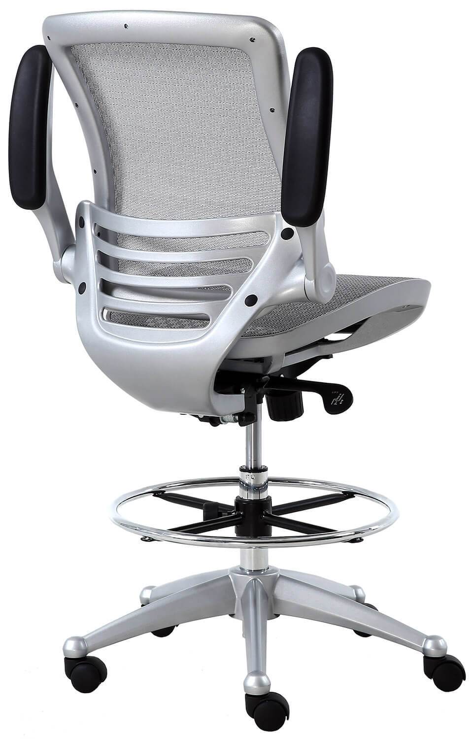 Harwick Evolve All Mesh Heavy Duty Drafting Chair - Platinum Finish [2250D-GY] - Image 8