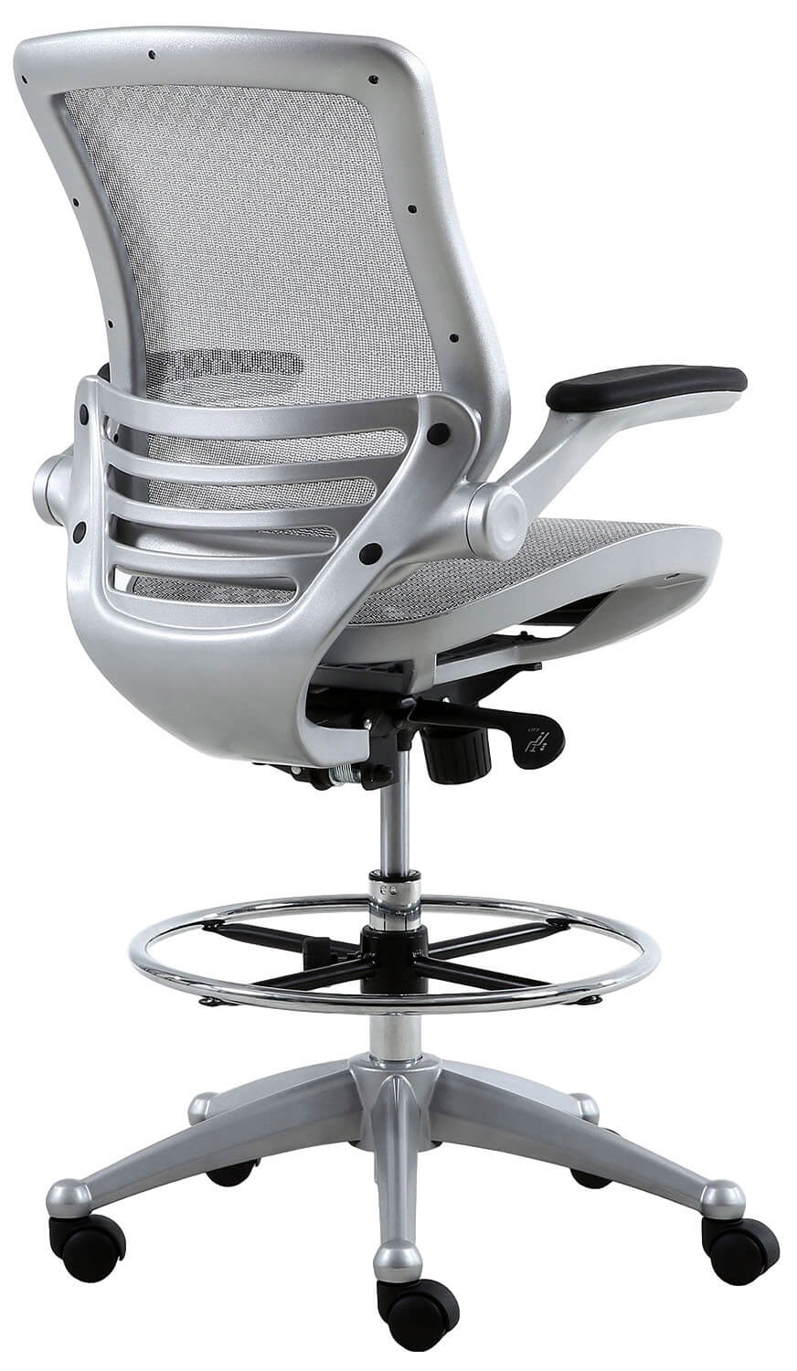 Harwick Evolve All Mesh Heavy Duty Drafting Chair - Platinum Finish [2250D-GY] - Image 9