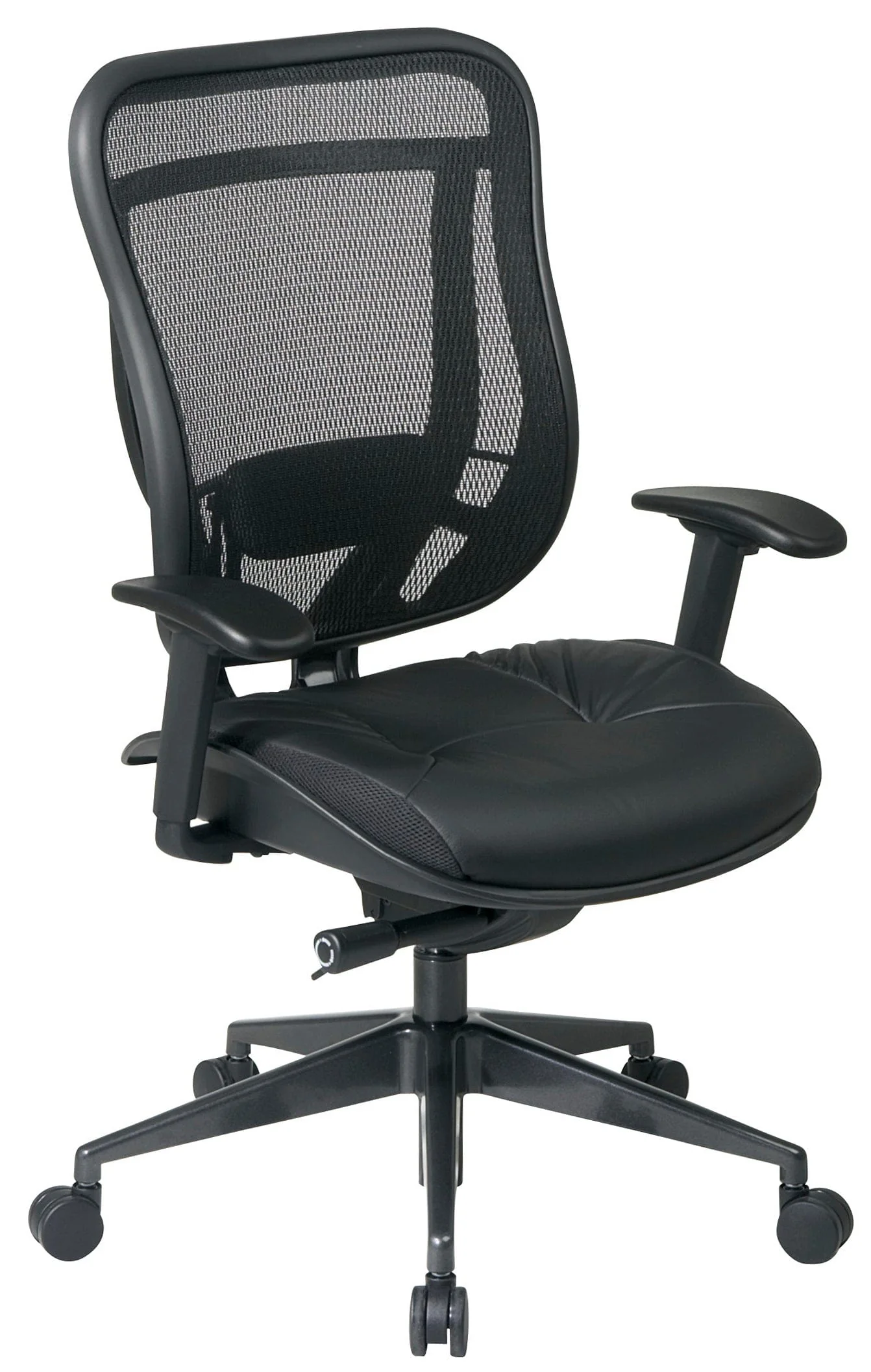 Space Seating High Back Mesh Chair with Leather Seat [818-41G9C18P]