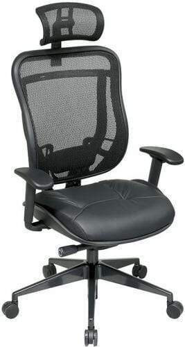 Space Seating High Back Mesh Chair with Leather Seat [818-41G9C18P] - Image 7