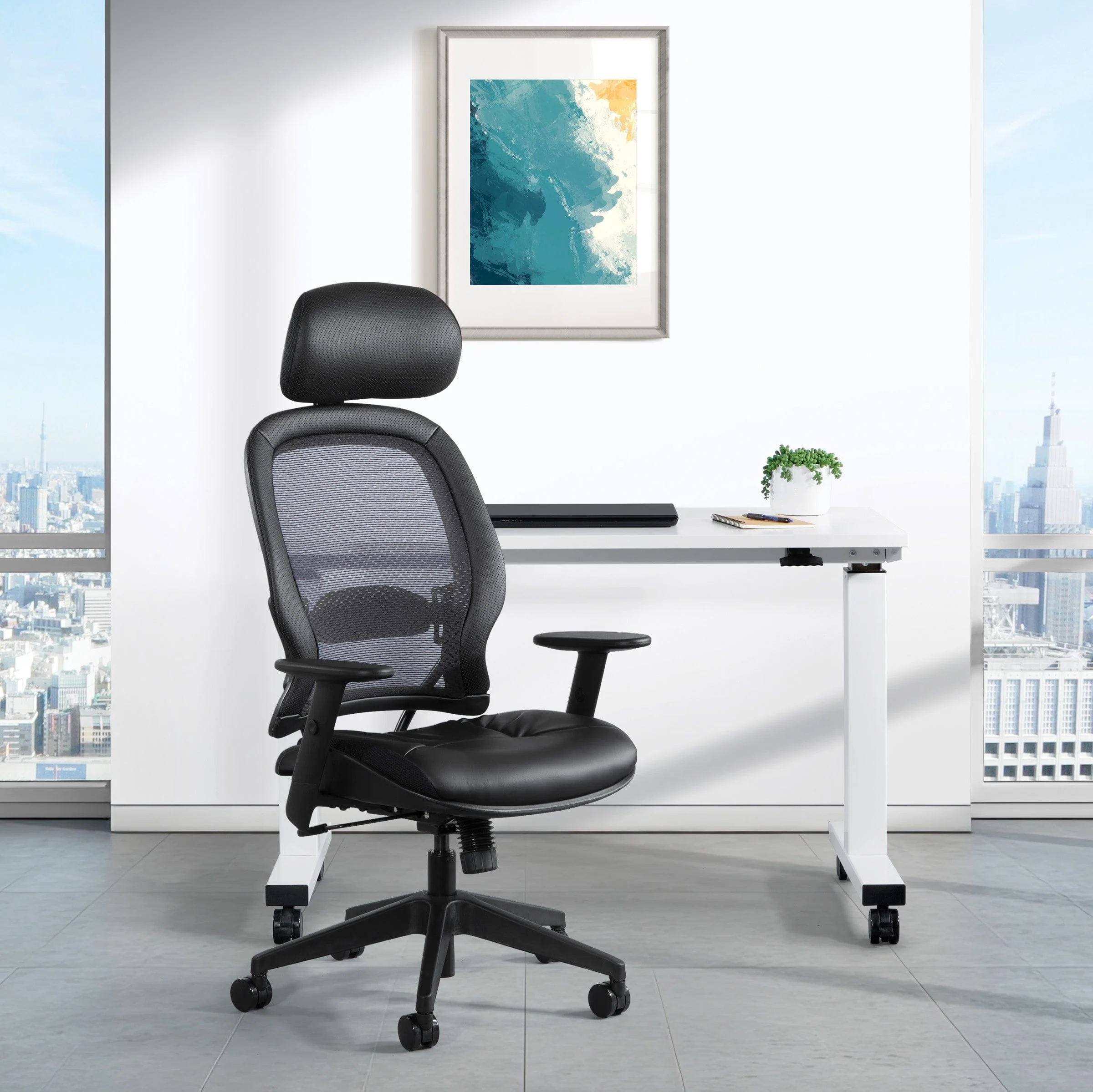 Space Seating Leather Air Grid Chair with Headrest [57906E] - Image 4