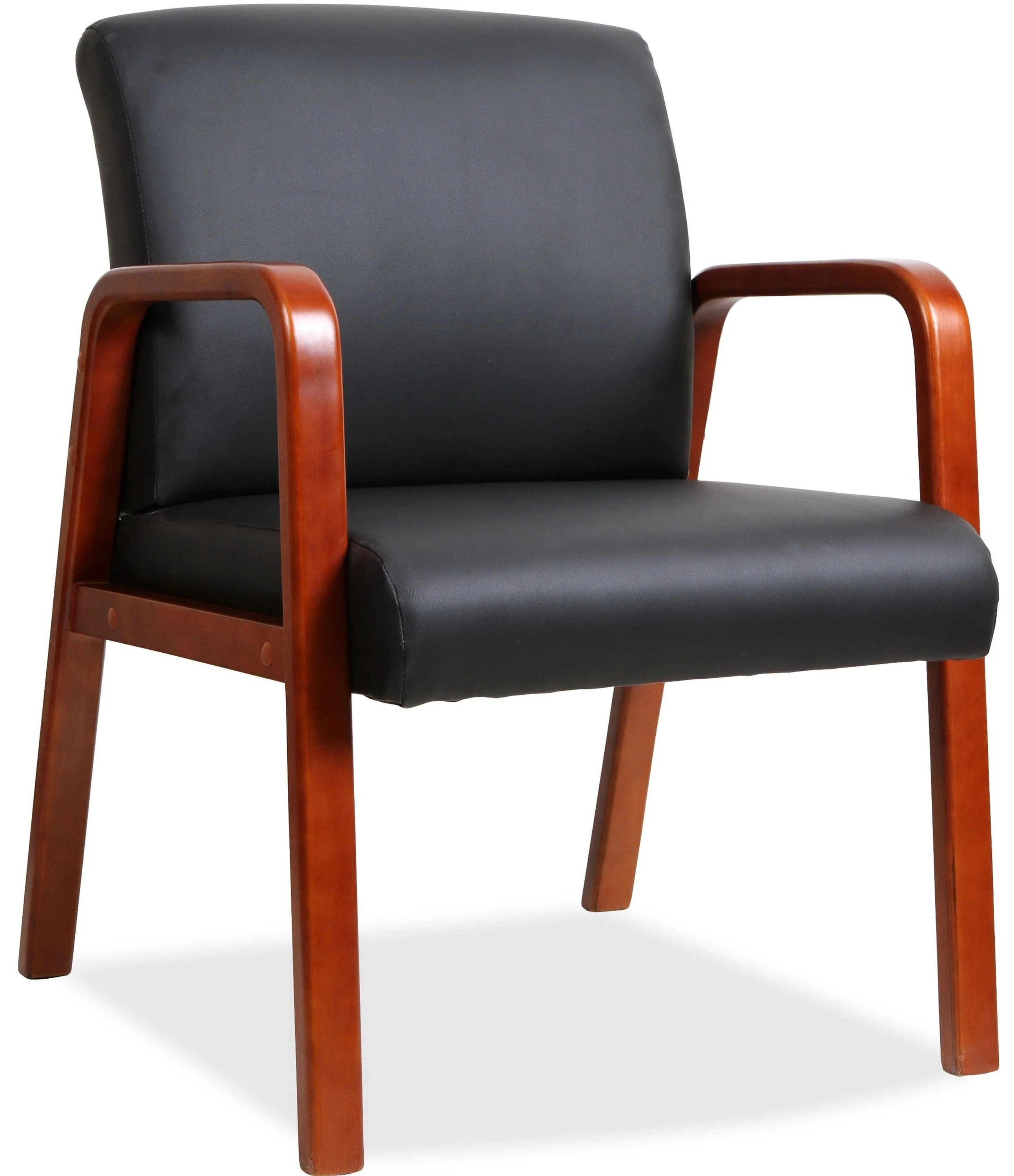 Lorell Wood Finish Bonded Leather Guest Chair [LLR4020] - Image 2