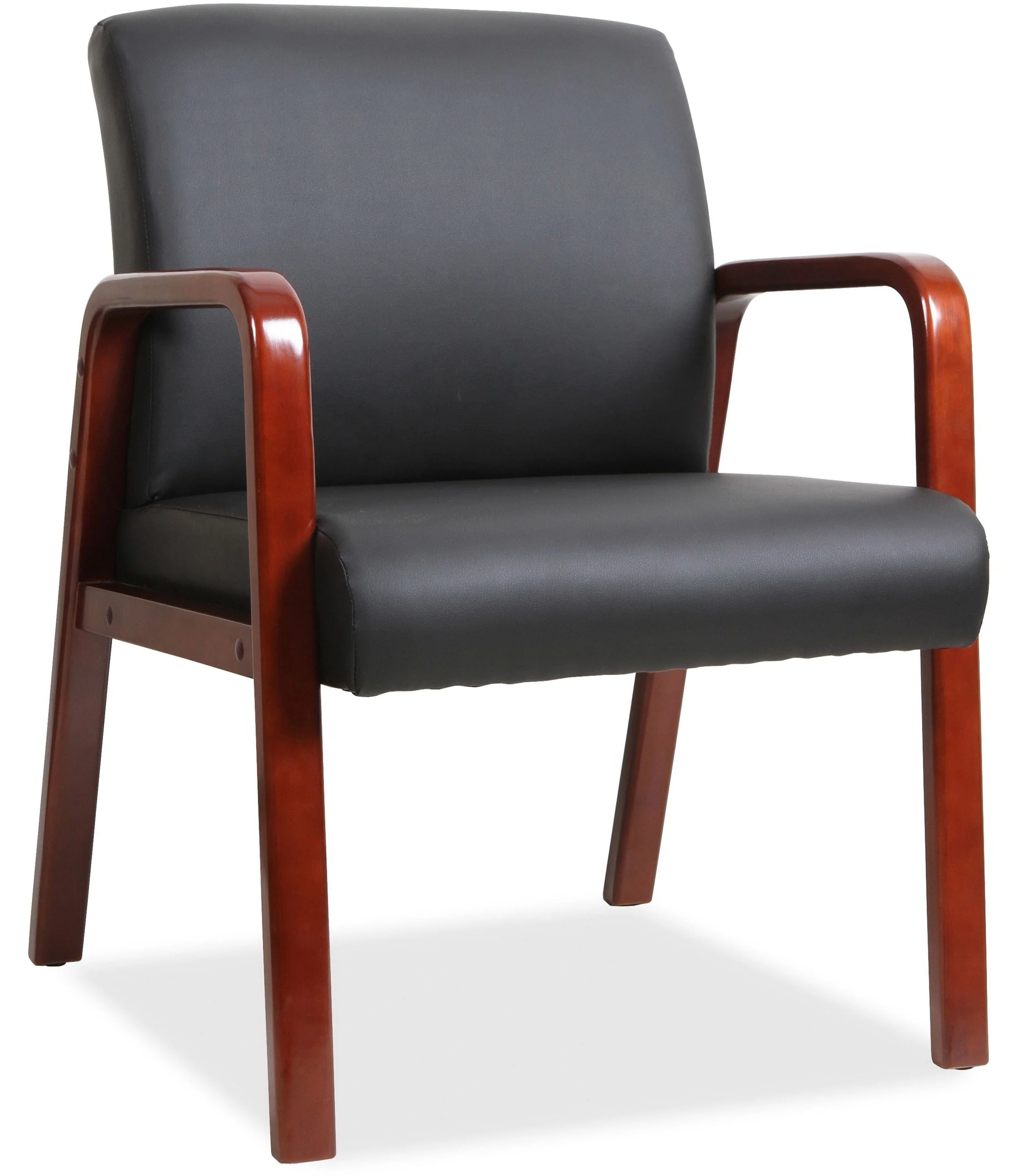 Lorell Wood Finish Bonded Leather Guest Chair [LLR4020] - Image 3