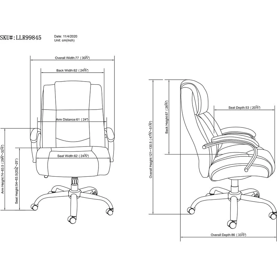 Lorell Big and Tall Leather Office Chair with 500 Lb. Capacity [LLR99845] - Image 4