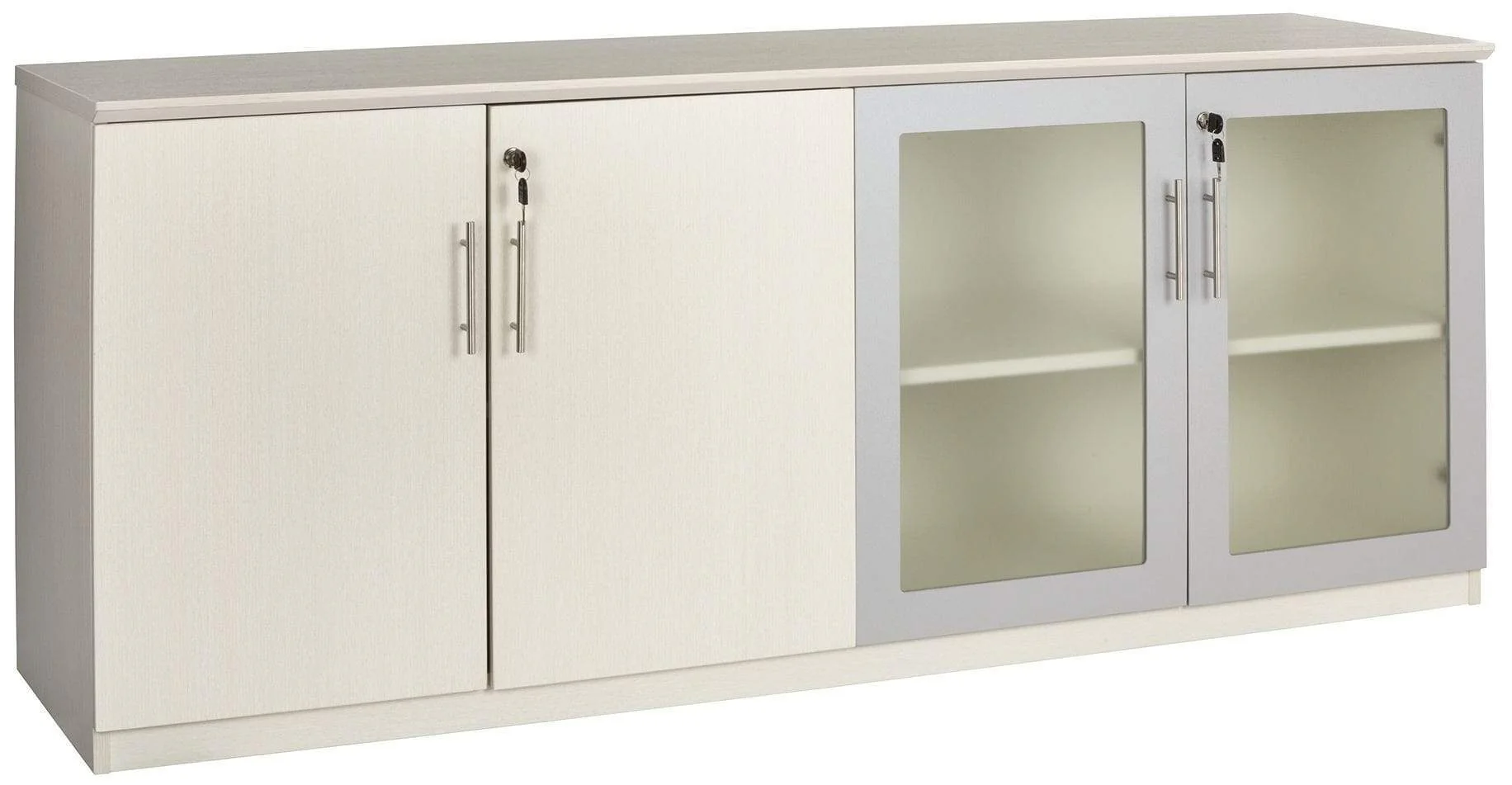 Safco Mayline Medina Low Wall Cabinet, Wood / Glass Doors [MVLC] - Image 3