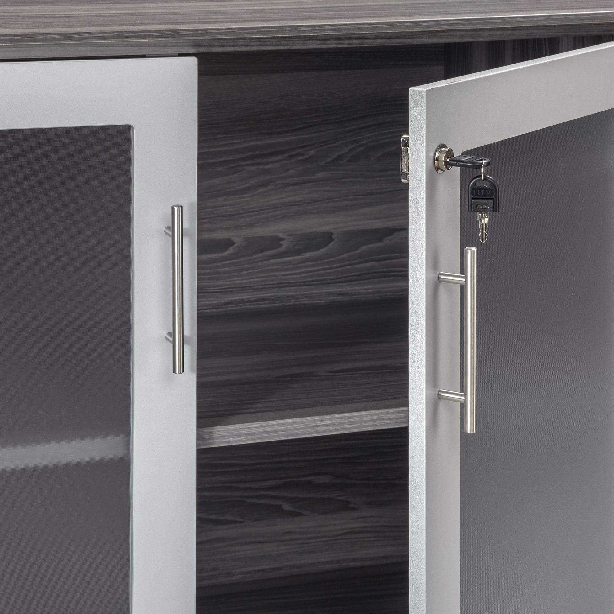 Safco Mayline Medina Low Wall Cabinet, Wood / Glass Doors [MVLC] - Image 4