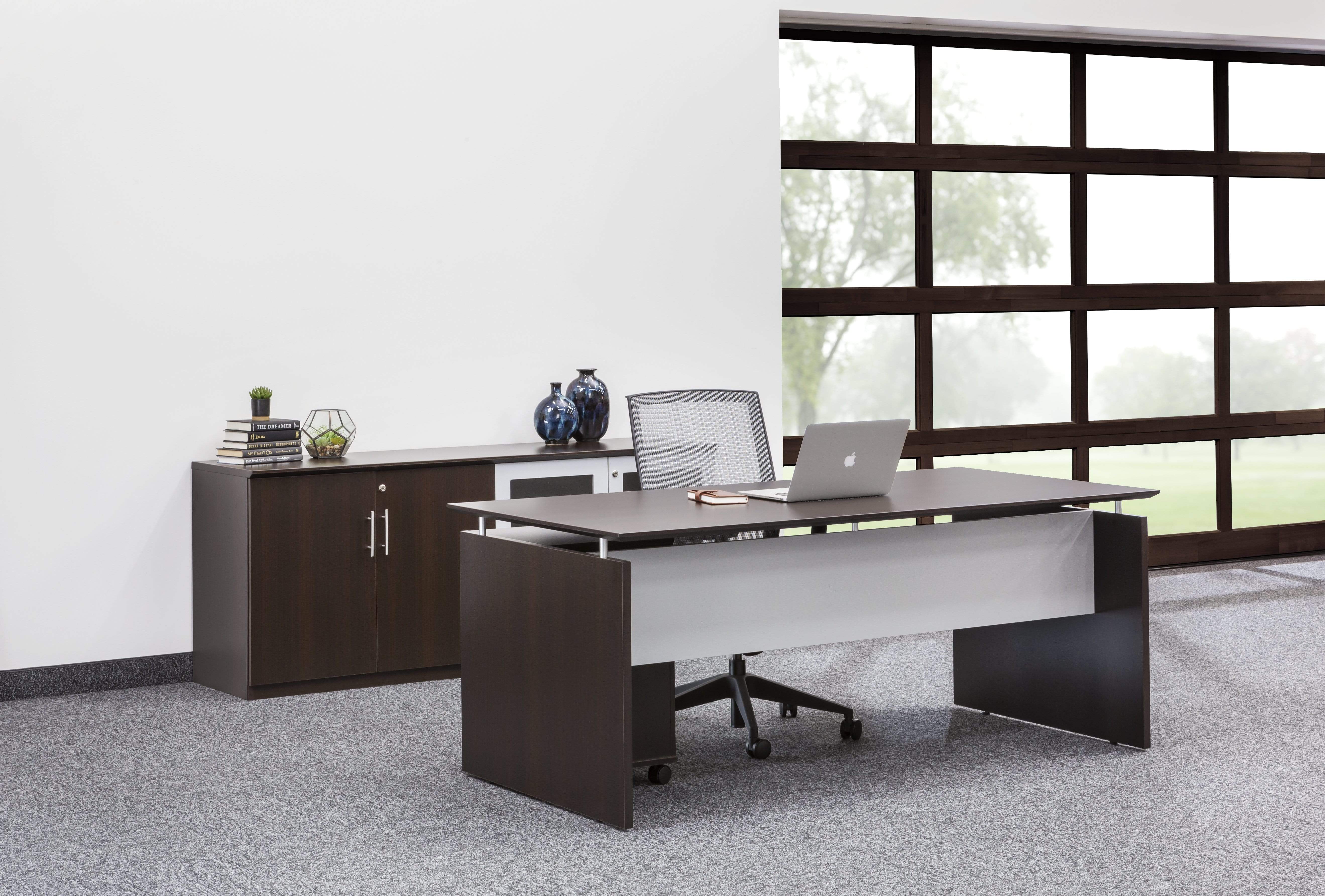 Safco Mayline Medina Low Wall Cabinet, Wood / Glass Doors [MVLC] - Image 7