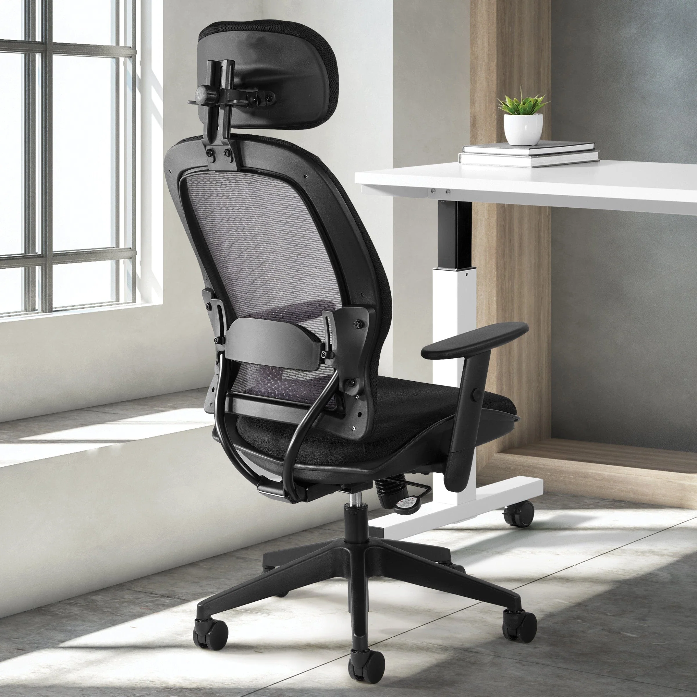 Space Seating Mesh Air Grid Chair with Adjustable Headrest [55403] - Image 3