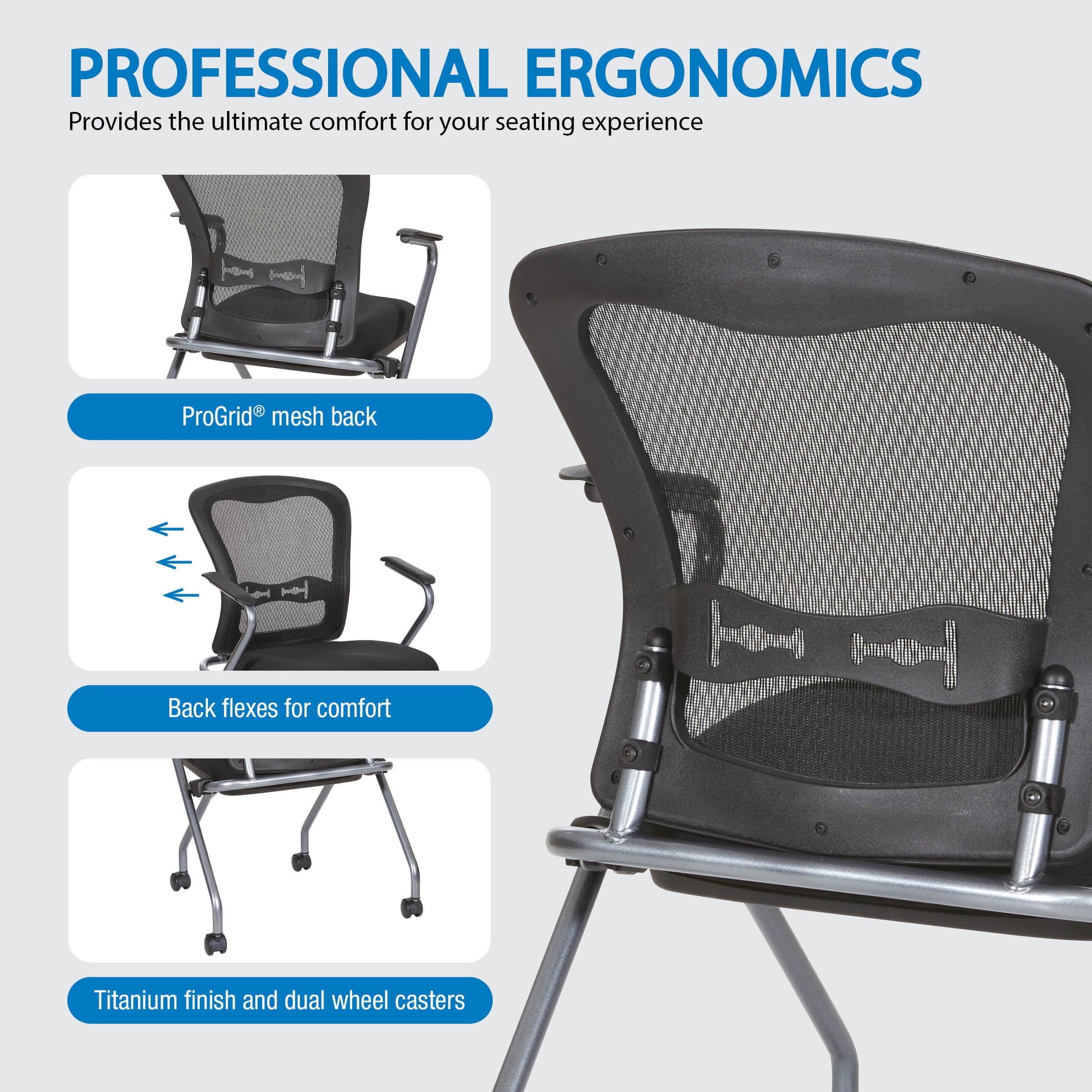 Office Star Pro Line II Mesh Folding Chair, 2-Pack [84440-30] - Image 6