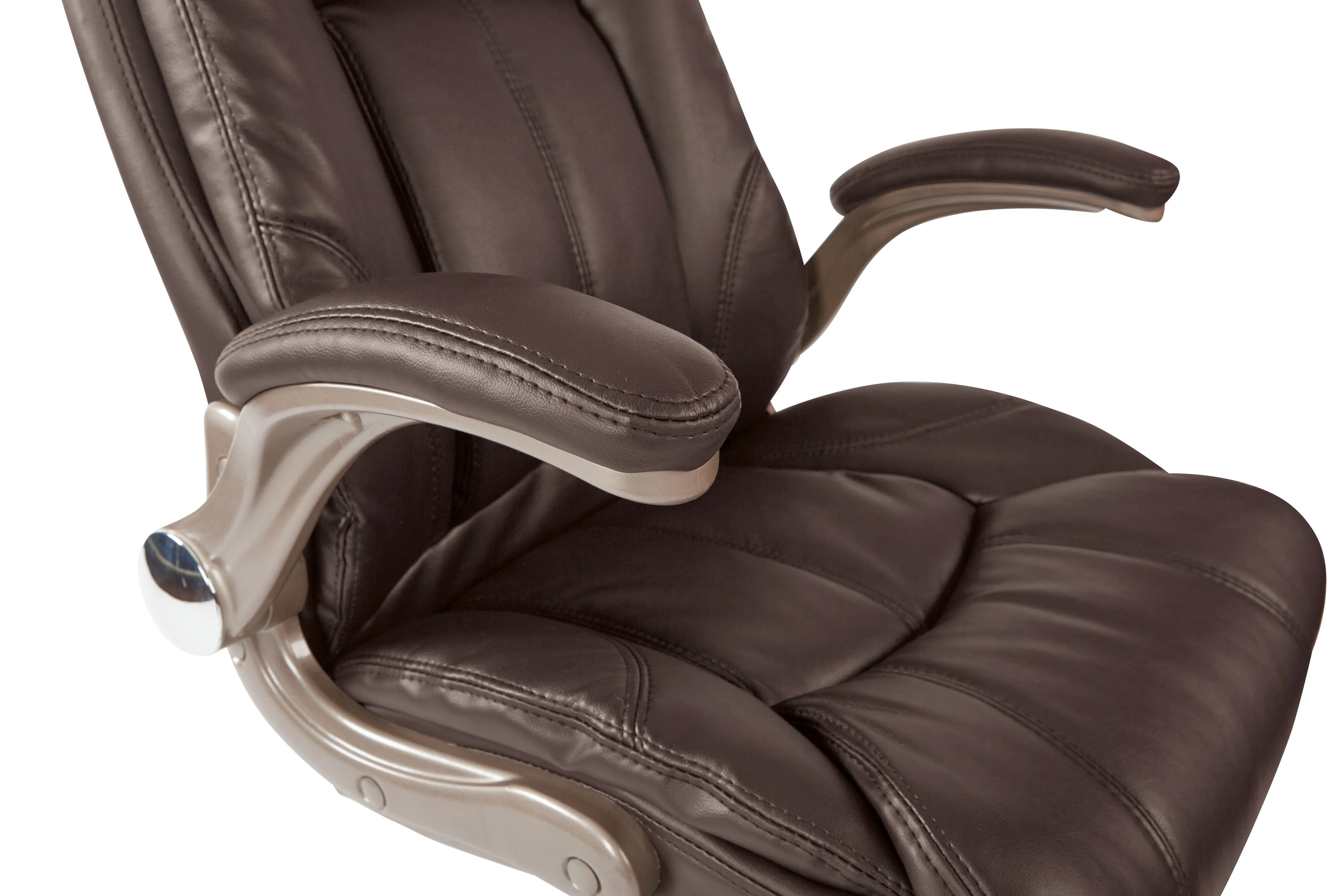 Work Smart Espresso Mid Back Faux Leather Chair with Flip Arms [FLH24981-U1] - Image 3