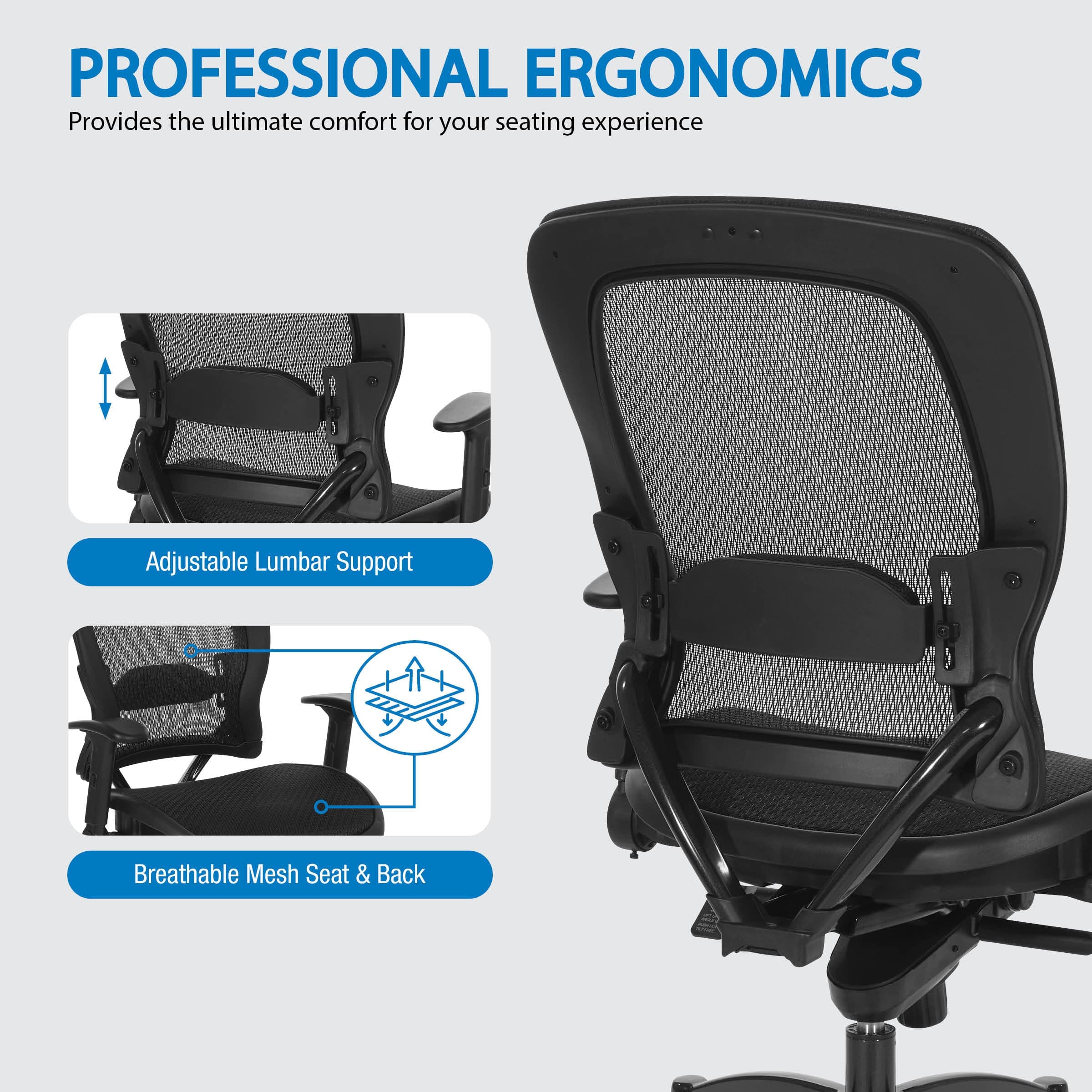 Space Seating Professional Mesh Office Chair with Flip Arms [2787R] - Image 8