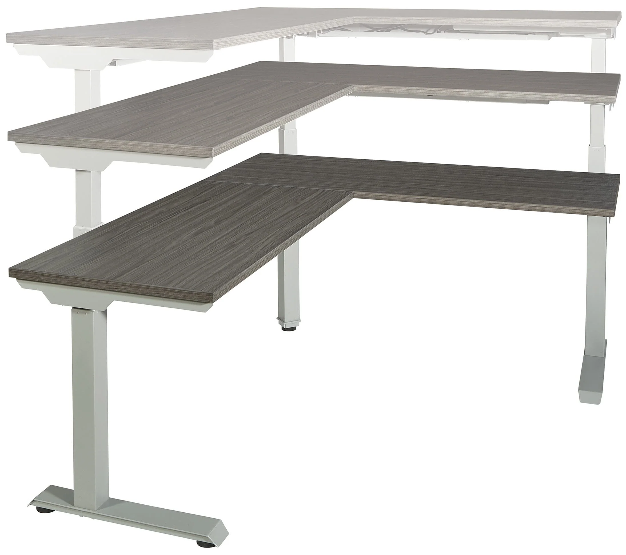 Office Star Ascend II 3 Stage Electric Height Adjustable L-Shape Table [A336072SVS] - Image 2