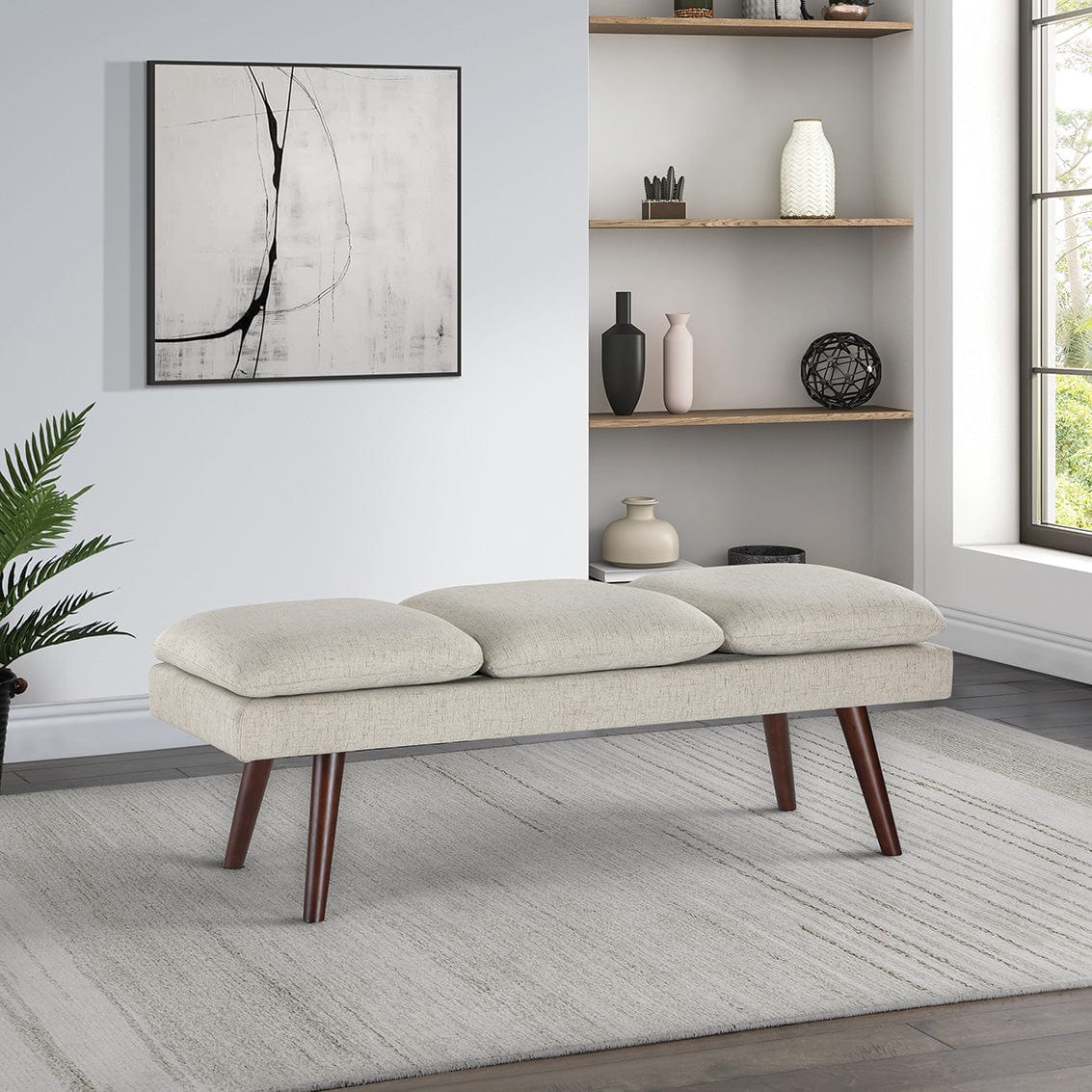 Office Star Amanda 54" Mid-Century Bench [AMD54] - Image 5
