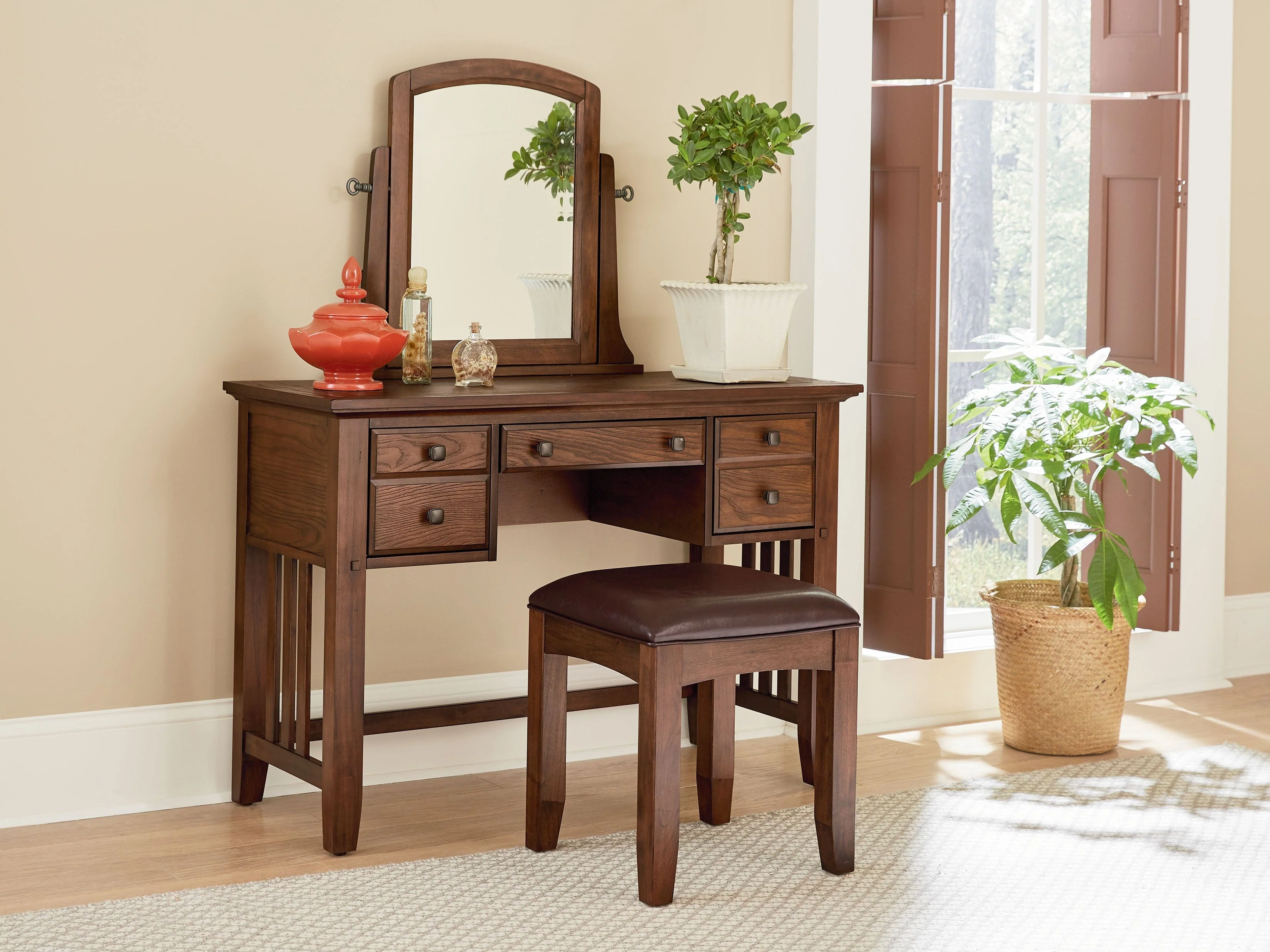 Office Star Modern Mission Vanity/Mirror/Bench [BP-4201-056K] - Image 2