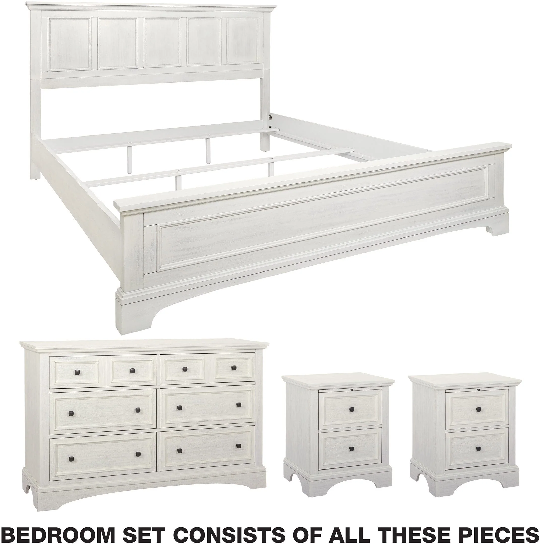 Office Star Farmhouse Basics Bedroom Set 4 pc [BP-4215-314W]