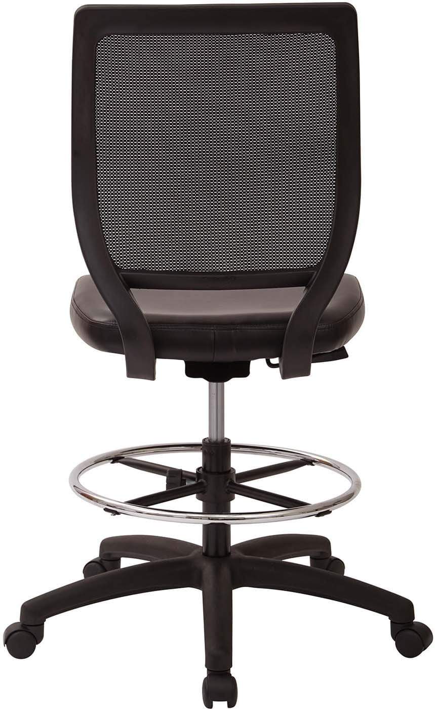 Deluxe Woven Mesh Back Armless Drafting Chair, Black Vinyl Seat [DC51000NV-3] - Image 4