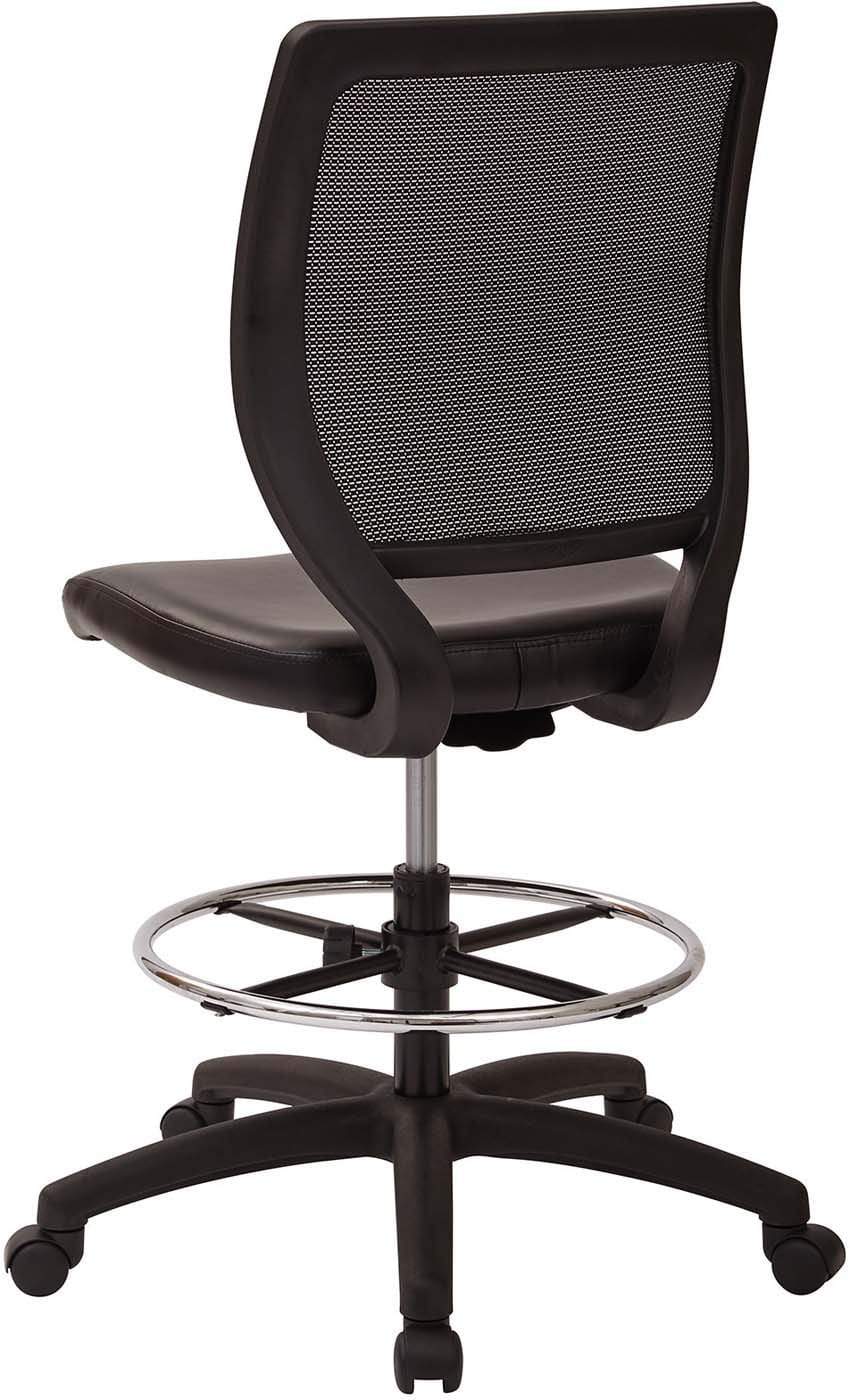 Deluxe Woven Mesh Back Armless Drafting Chair, Black Vinyl Seat [DC51000NV-3] - Image 5