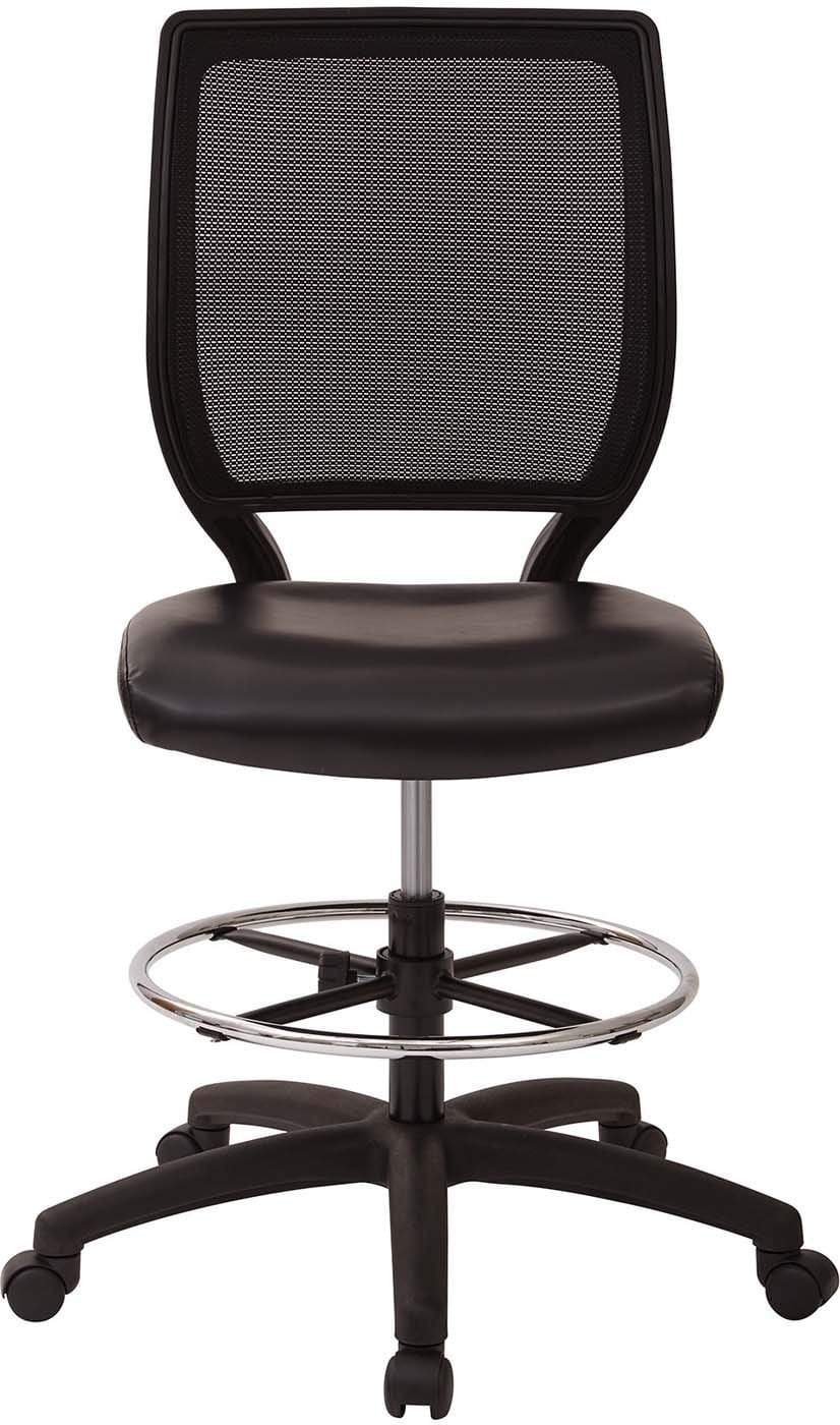 Deluxe Woven Mesh Back Armless Drafting Chair, Black Vinyl Seat [DC51000NV-3] - Image 7