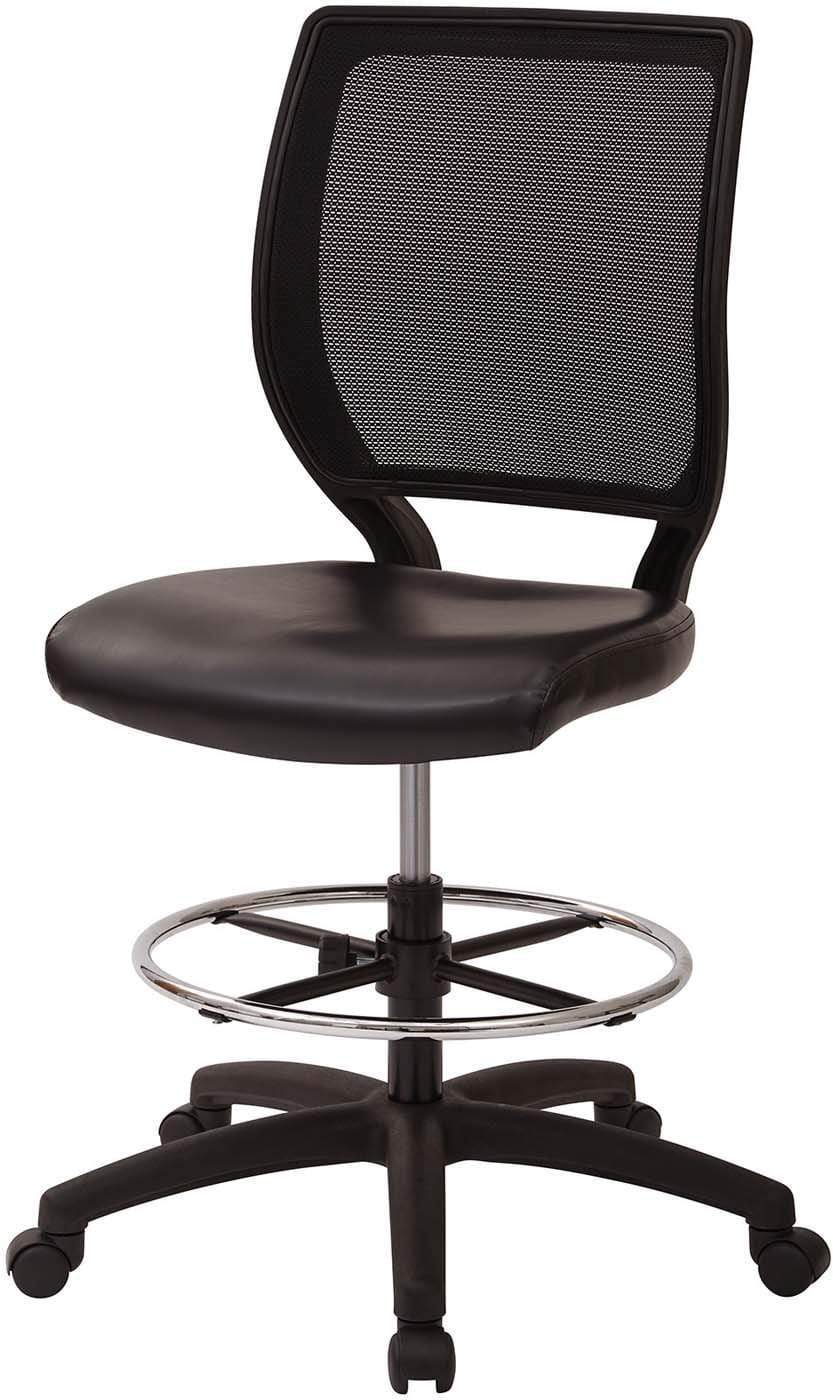 Deluxe Woven Mesh Back Armless Drafting Chair, Black Vinyl Seat [DC51000NV-3] - Image 8