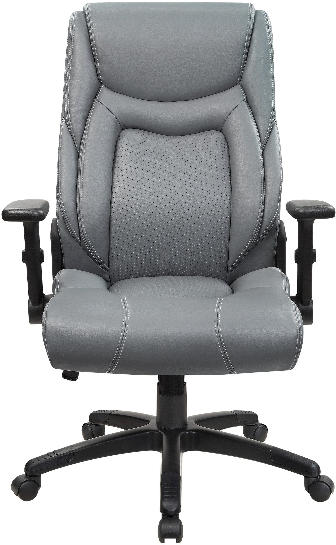 Office Star Exec Bonded Leather Office Chair with Height Adjustable Flip Arms and White Stitching [EC93580] - Image 10