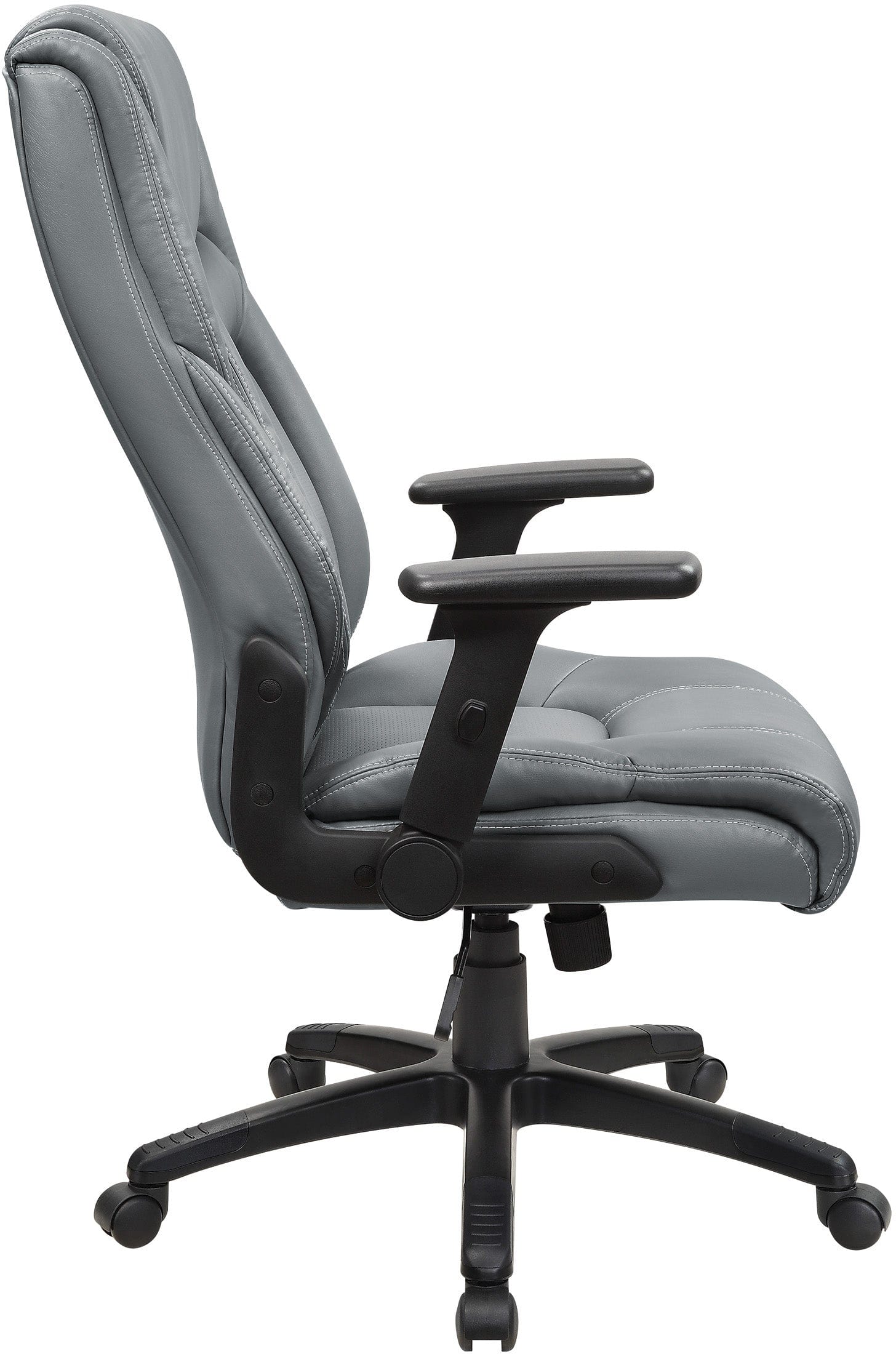 Office Star Exec Bonded Leather Office Chair with Height Adjustable Flip Arms and White Stitching [EC93580] - Image 12
