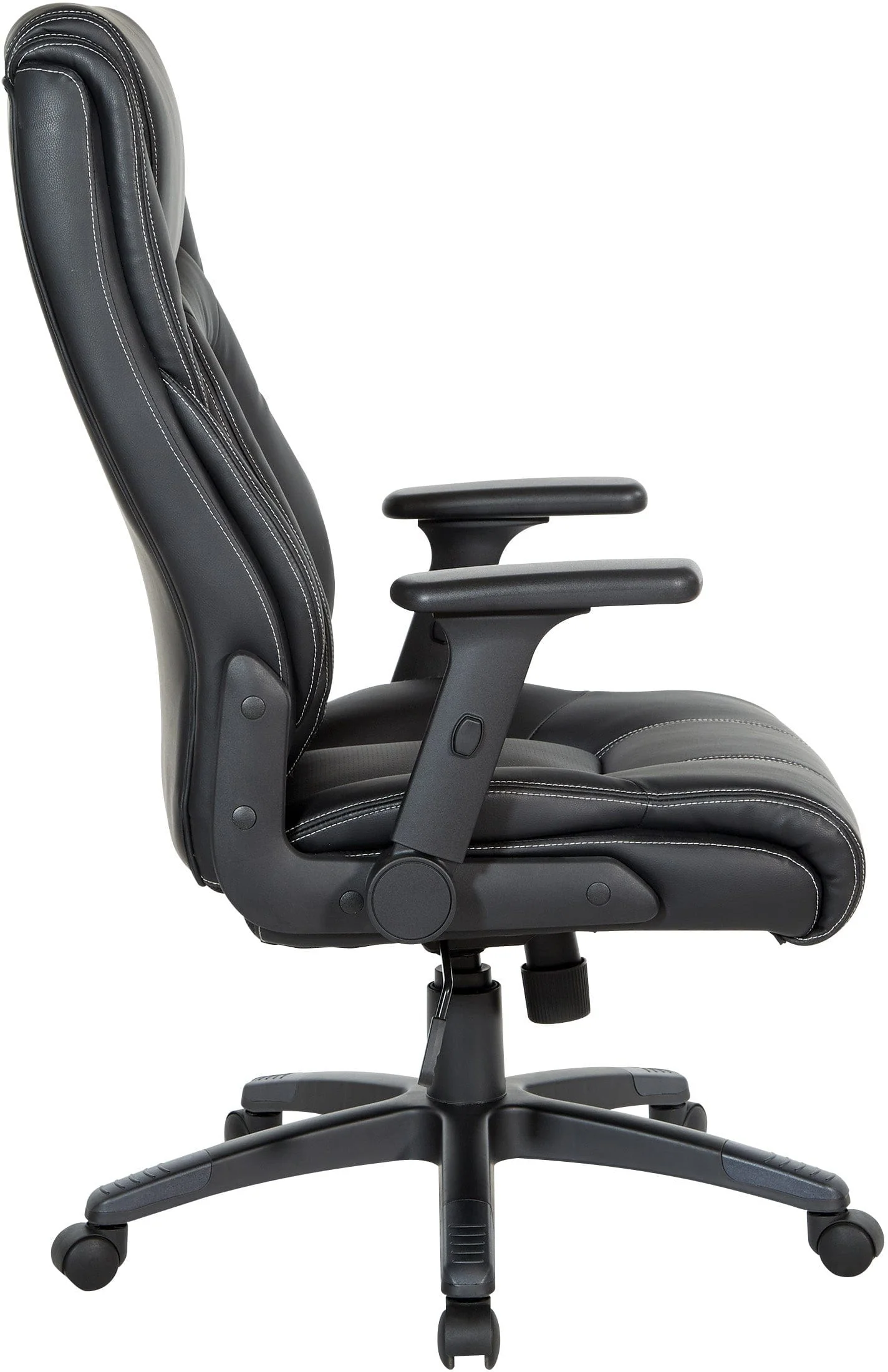 Office Star Exec Bonded Leather Office Chair with Height Adjustable Flip Arms and White Stitching [EC93580] - Image 13