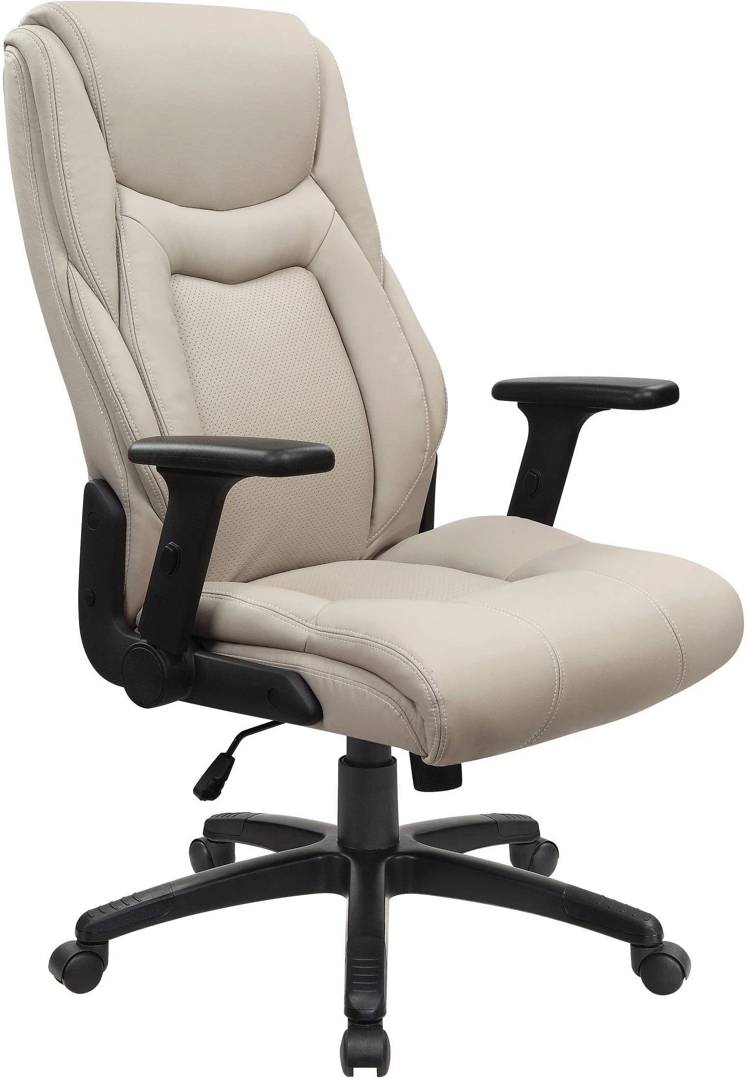 Office Star Exec Bonded Leather Office Chair with Height Adjustable Flip Arms and White Stitching [EC93580] - Image 2