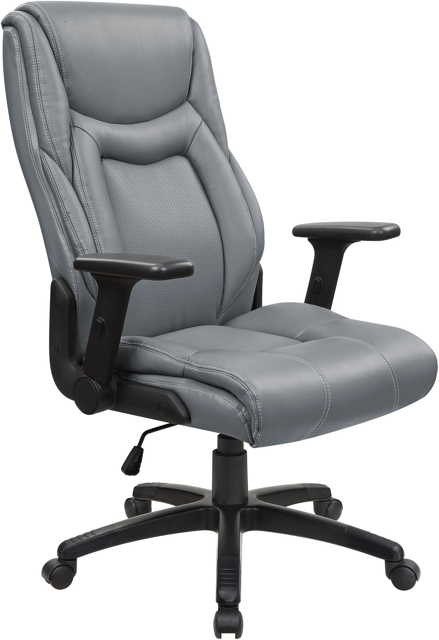 Office Star Exec Bonded Leather Office Chair with Height Adjustable Flip Arms and White Stitching [EC93580] - Image 4
