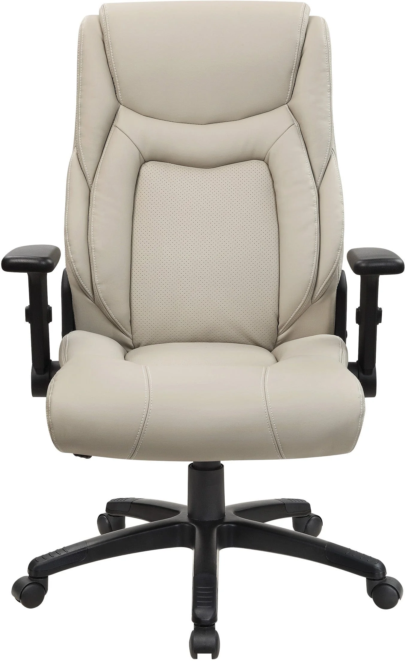 Office Star Exec Bonded Leather Office Chair with Height Adjustable Flip Arms and White Stitching [EC93580] - Image 8