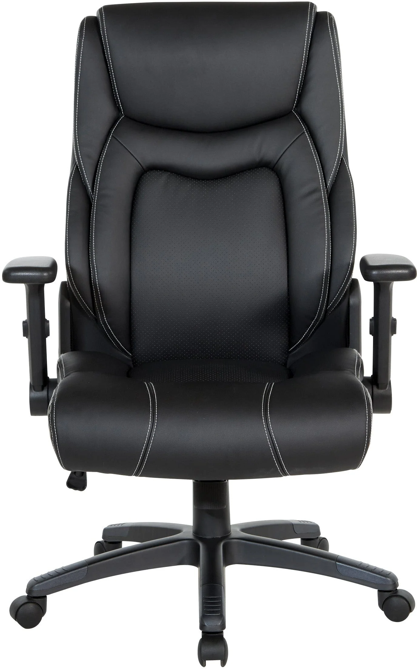 Office Star Exec Bonded Leather Office Chair with Height Adjustable Flip Arms and White Stitching [EC93580] - Image 9