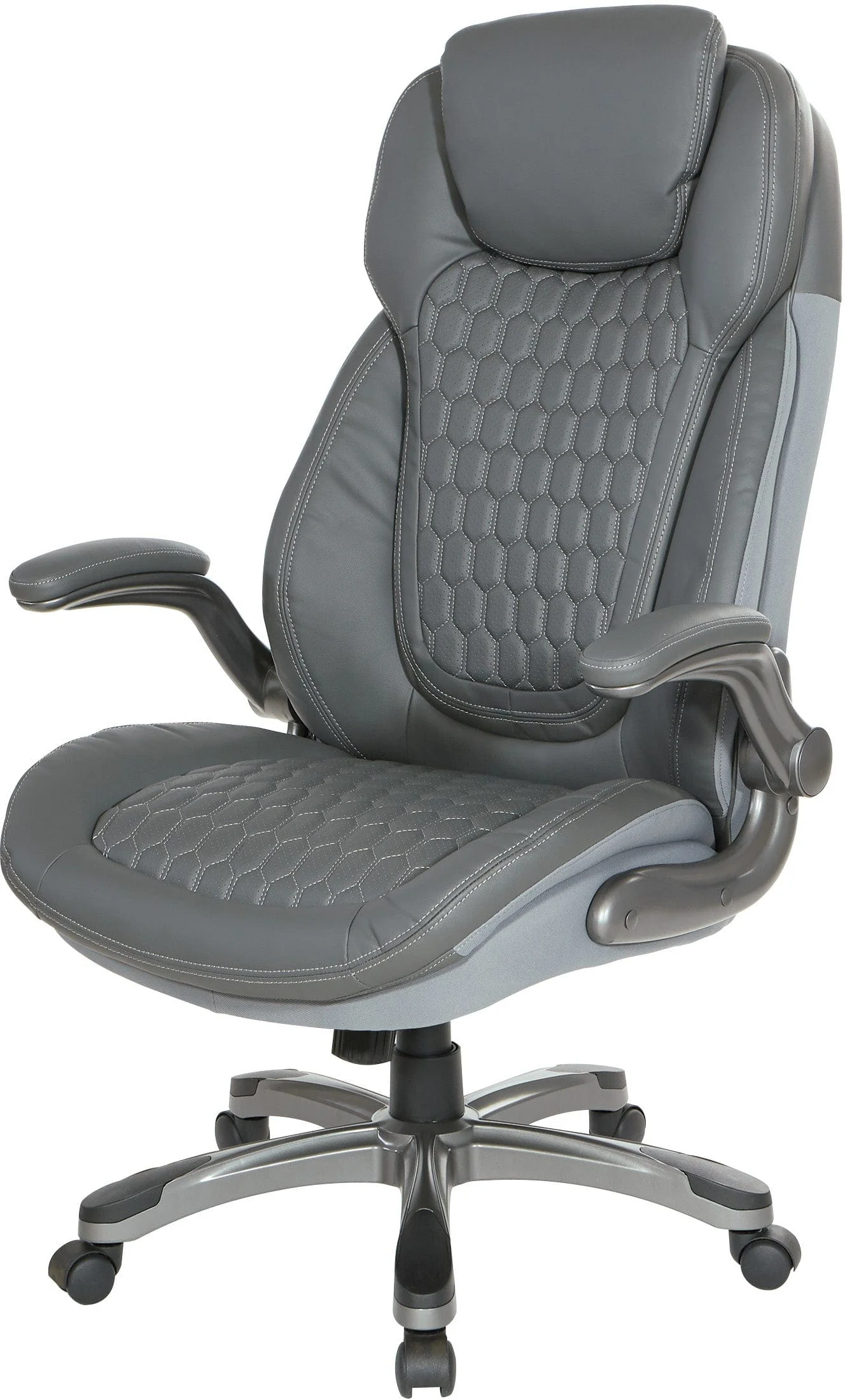 Office Star Bonded Leather Executive Chair with Padded Flip Arms [ECH620867] - Image 4