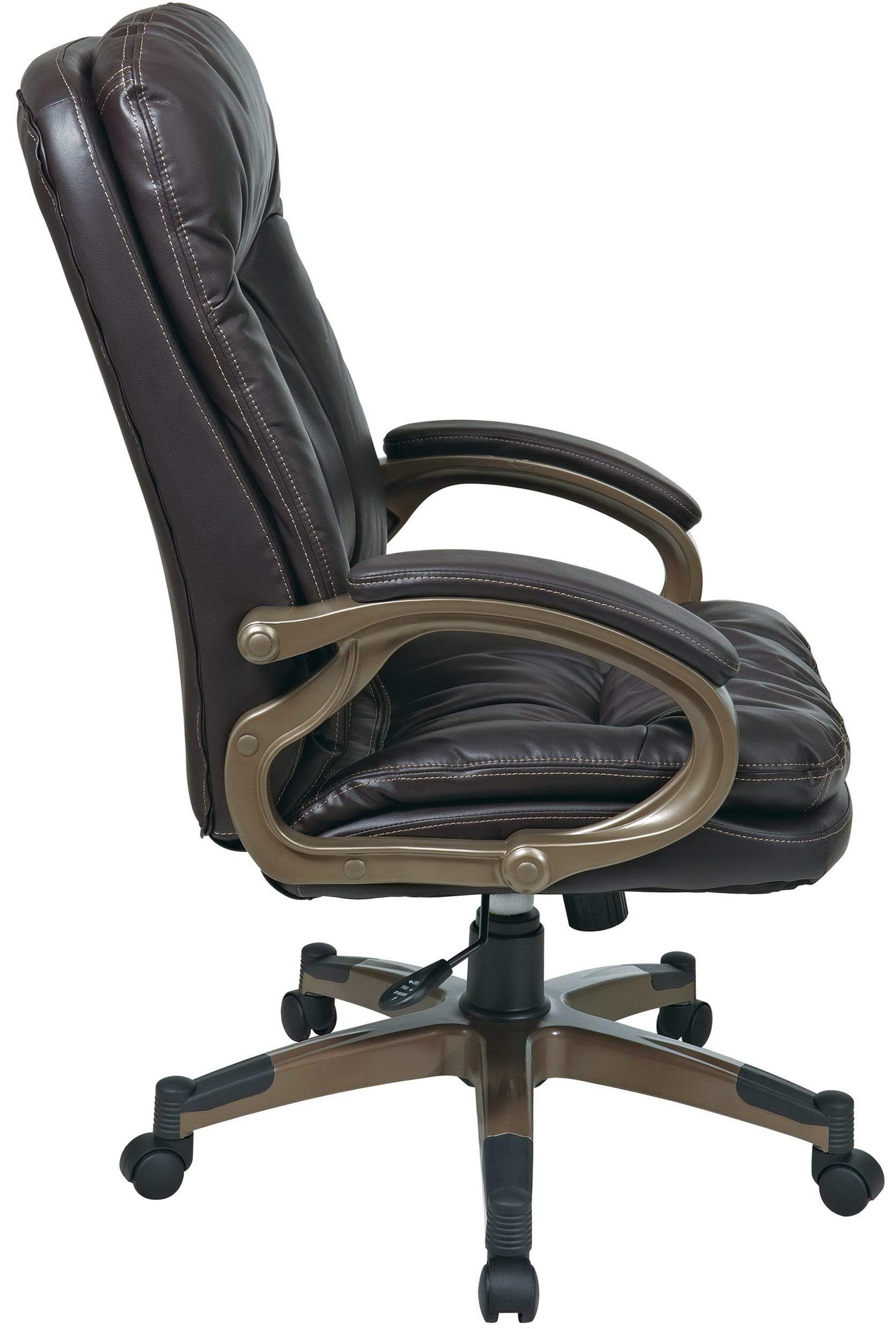Work Smart™ Executive Espresso Leather Arm Chair Cocoa Frame [ECH83501-EC1] - Image 2