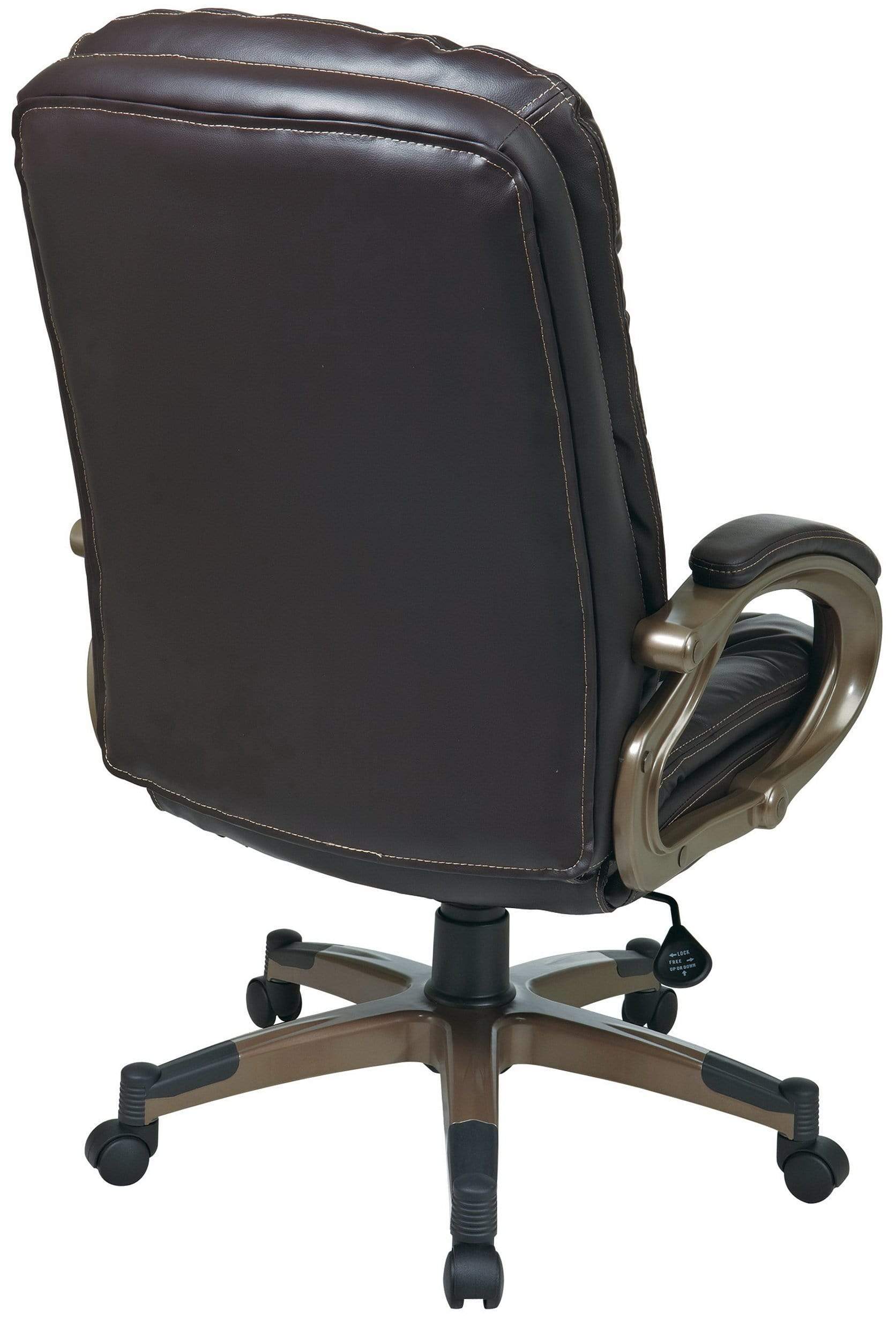 Work Smart™ Executive Espresso Leather Arm Chair Cocoa Frame [ECH83501-EC1] - Image 3