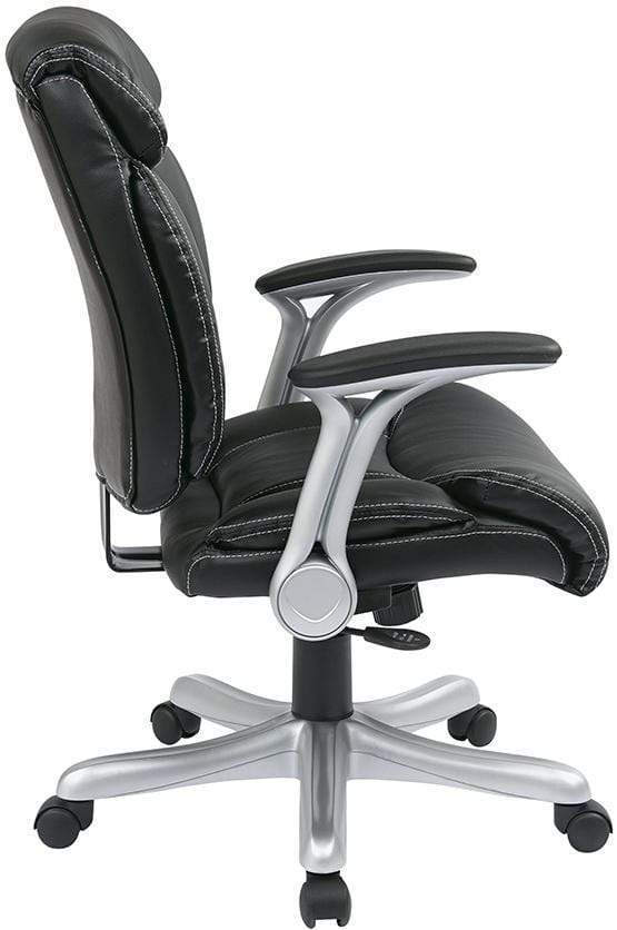 Work Smart Bonded Leather Task Chair with Flip Arms [ECH8967R5] - Image 2