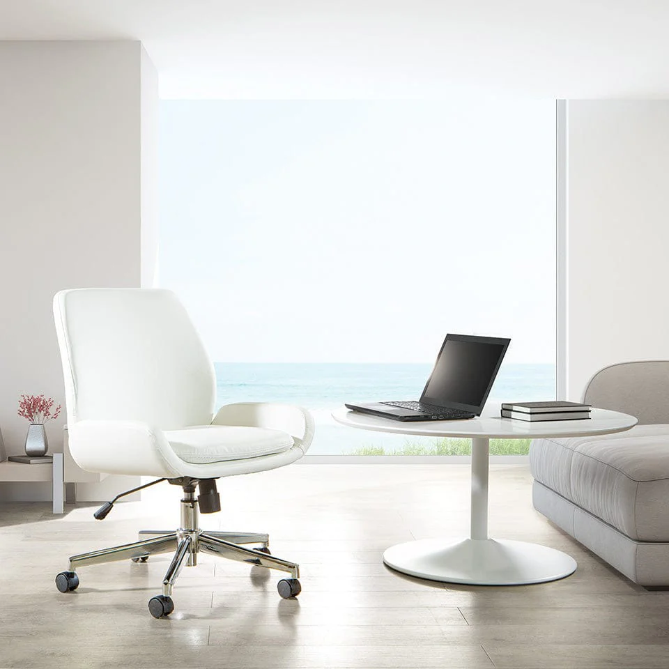 Office Star Faux Leather Home Office Chair with Chrome Base [FL61903C] - Image 2