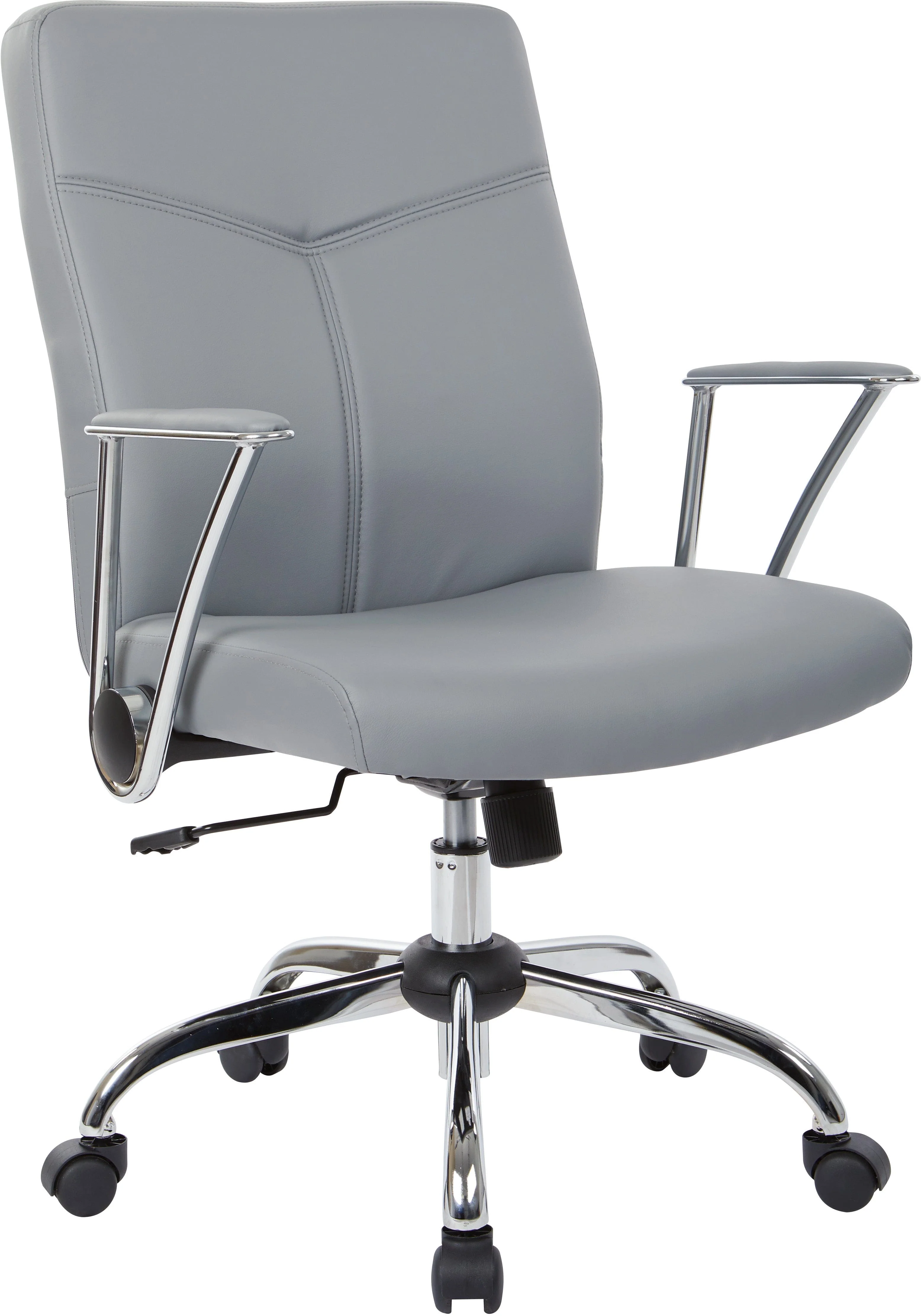 Office Star Faux Leather Chair with Flip Arms and Chrome Base [FL80287C] - Image 3