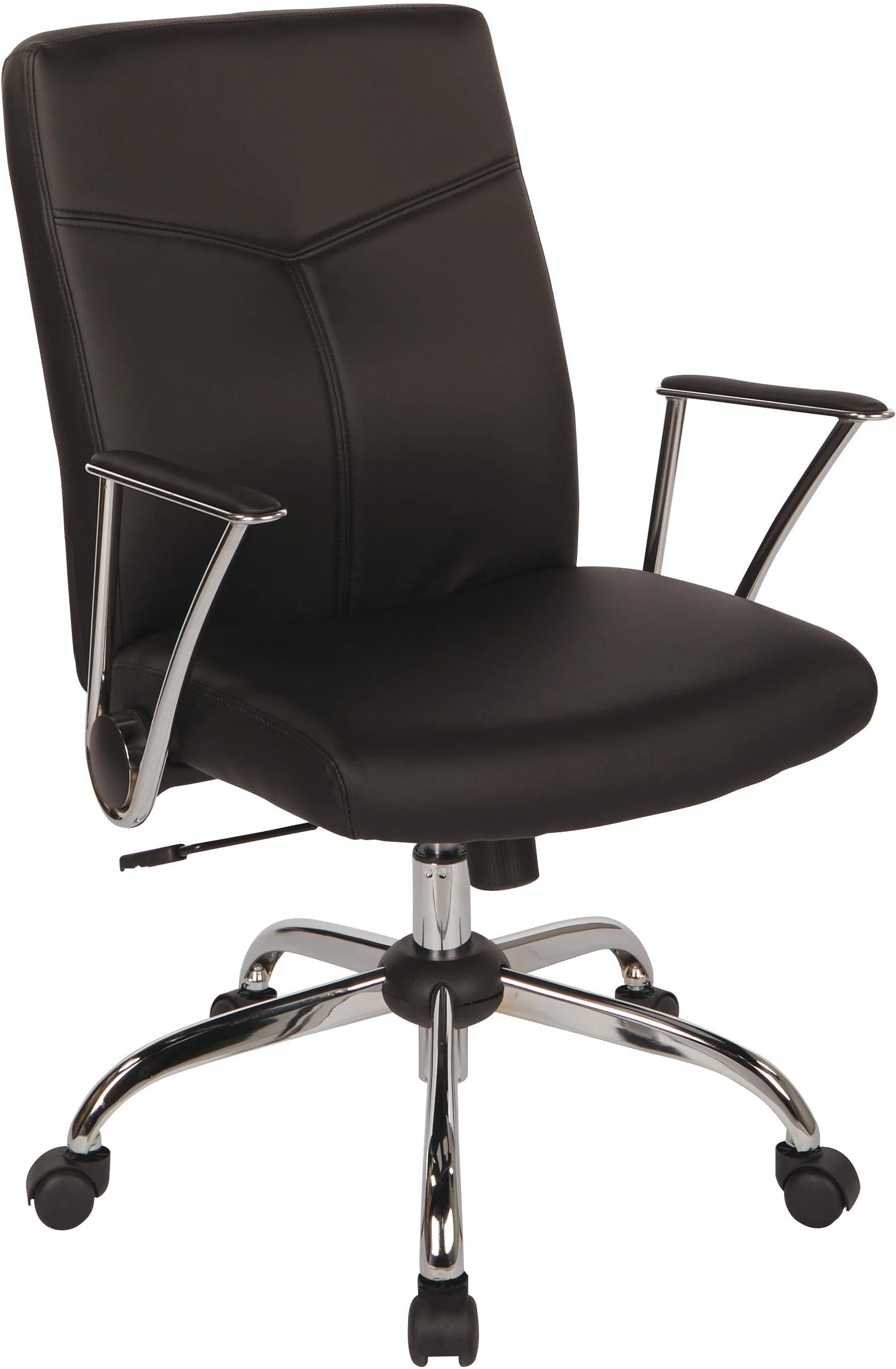Office Star Faux Leather Chair with Flip Arms and Chrome Base [FL80287C] - Image 4