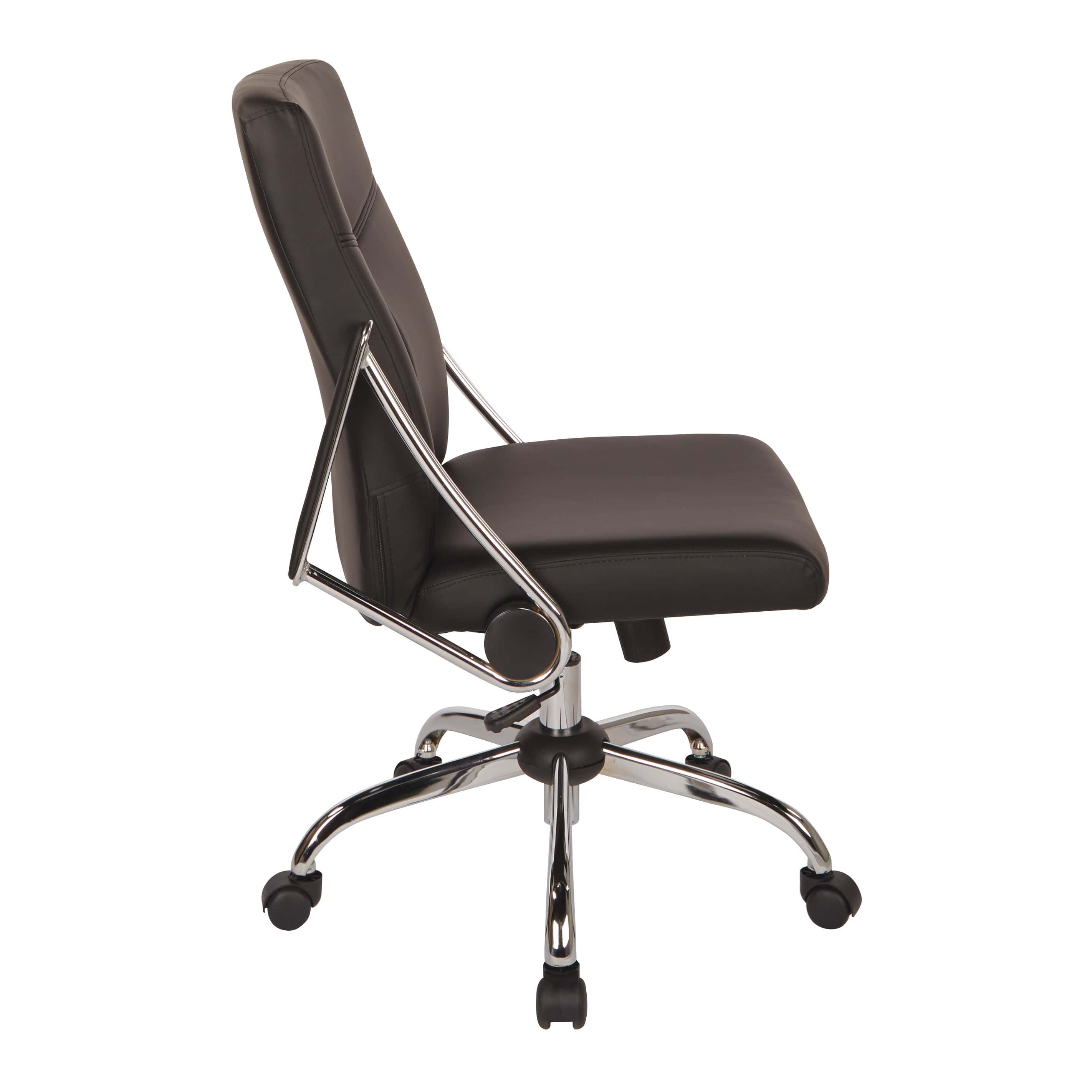Office Star Faux Leather Chair with Flip Arms and Chrome Base [FL80287C] - Image 8