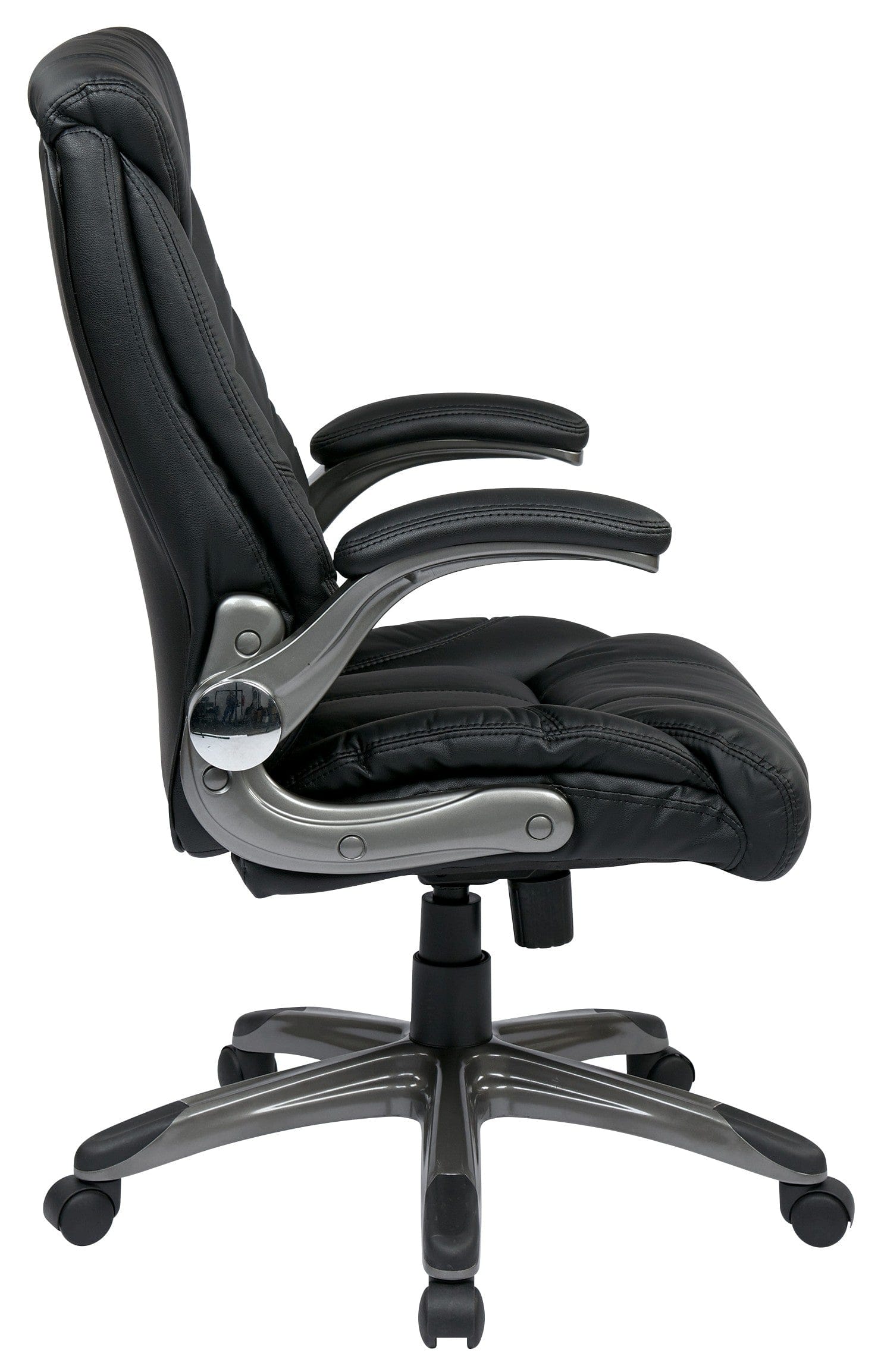 Work Smart™ Black Faux Leather Mid Back Managers Chair [FLH24987-U6] - Image 3