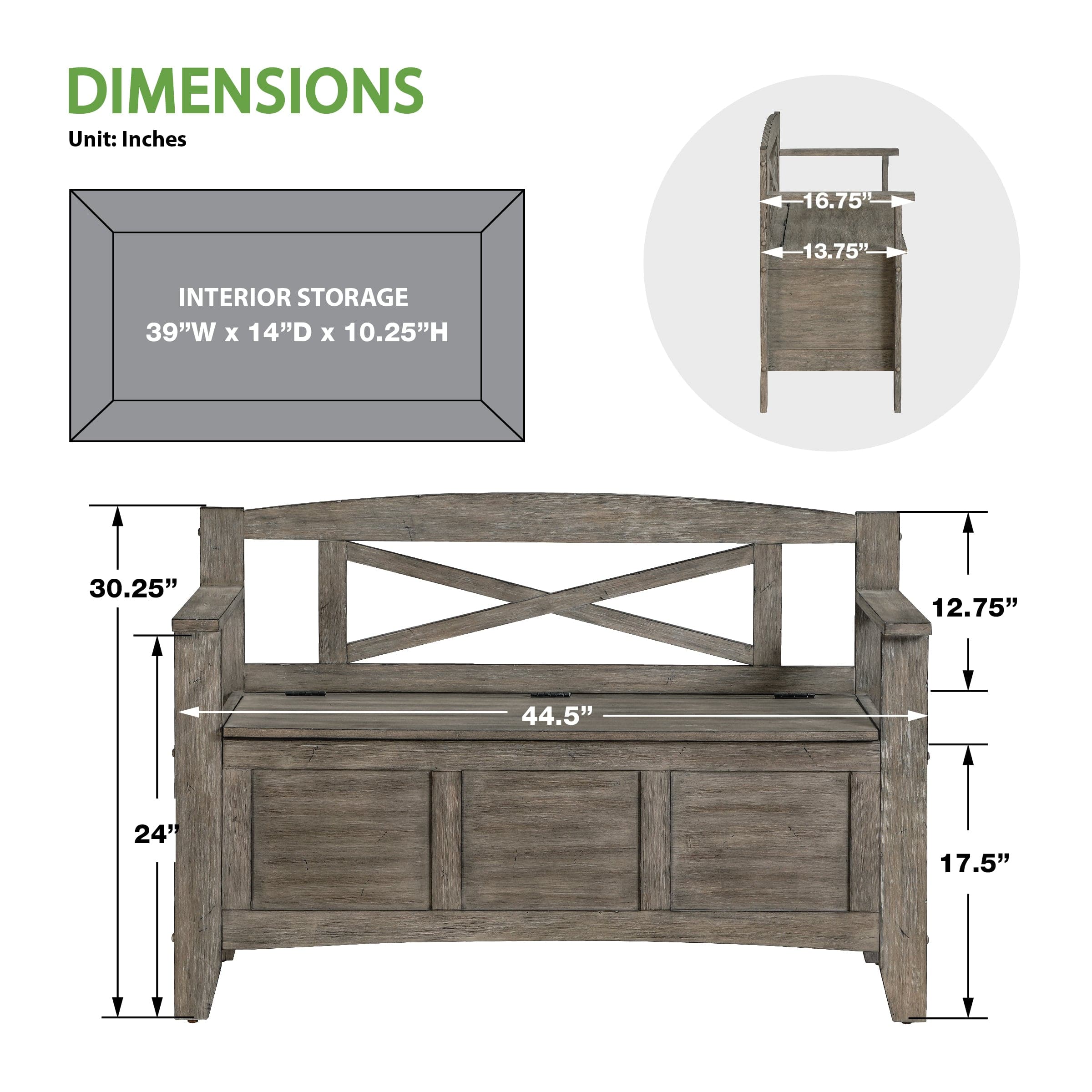 OSP Designs Metro Entry Way Bench Black [MET42] - Image 23