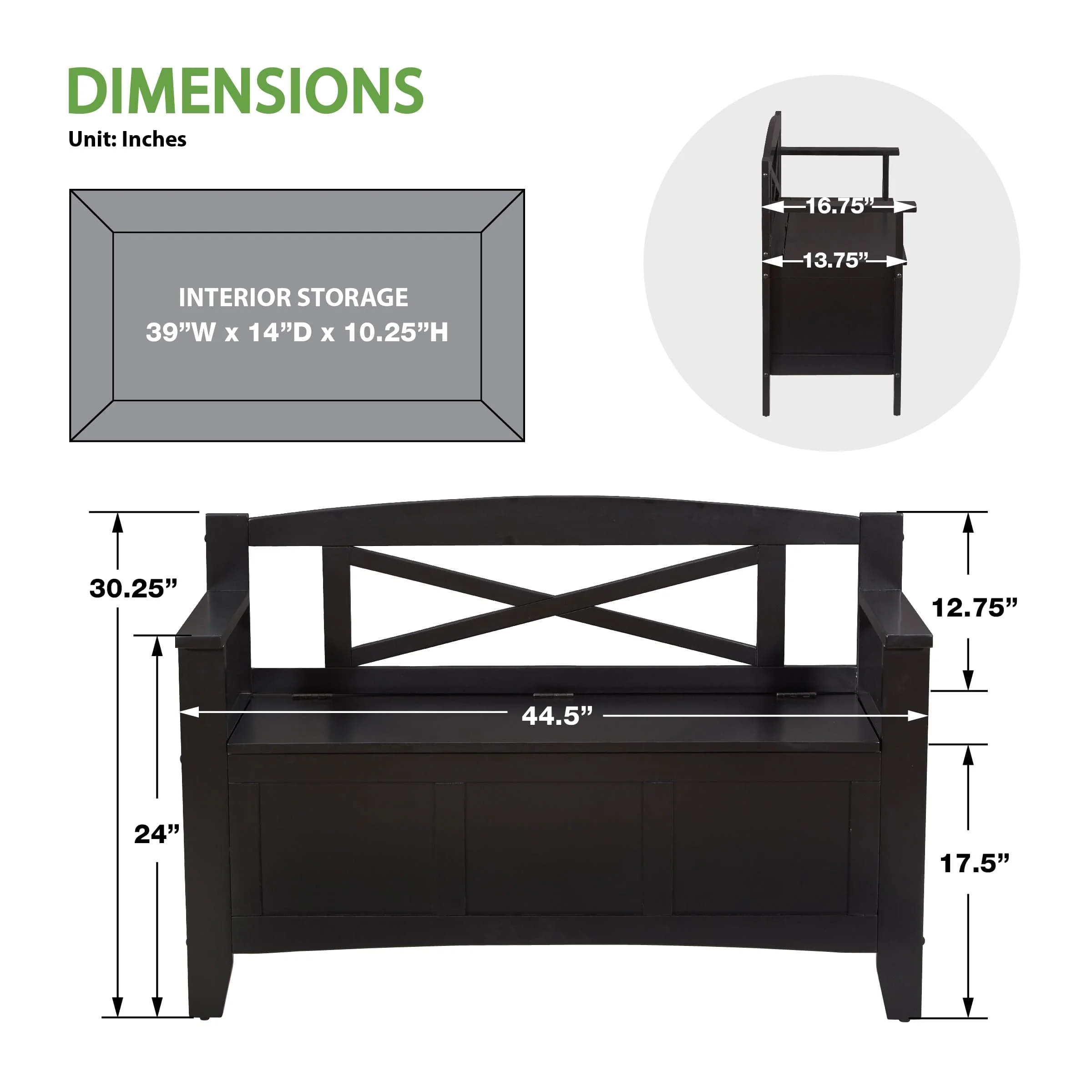 OSP Designs Metro Entry Way Bench Black [MET42] - Image 26