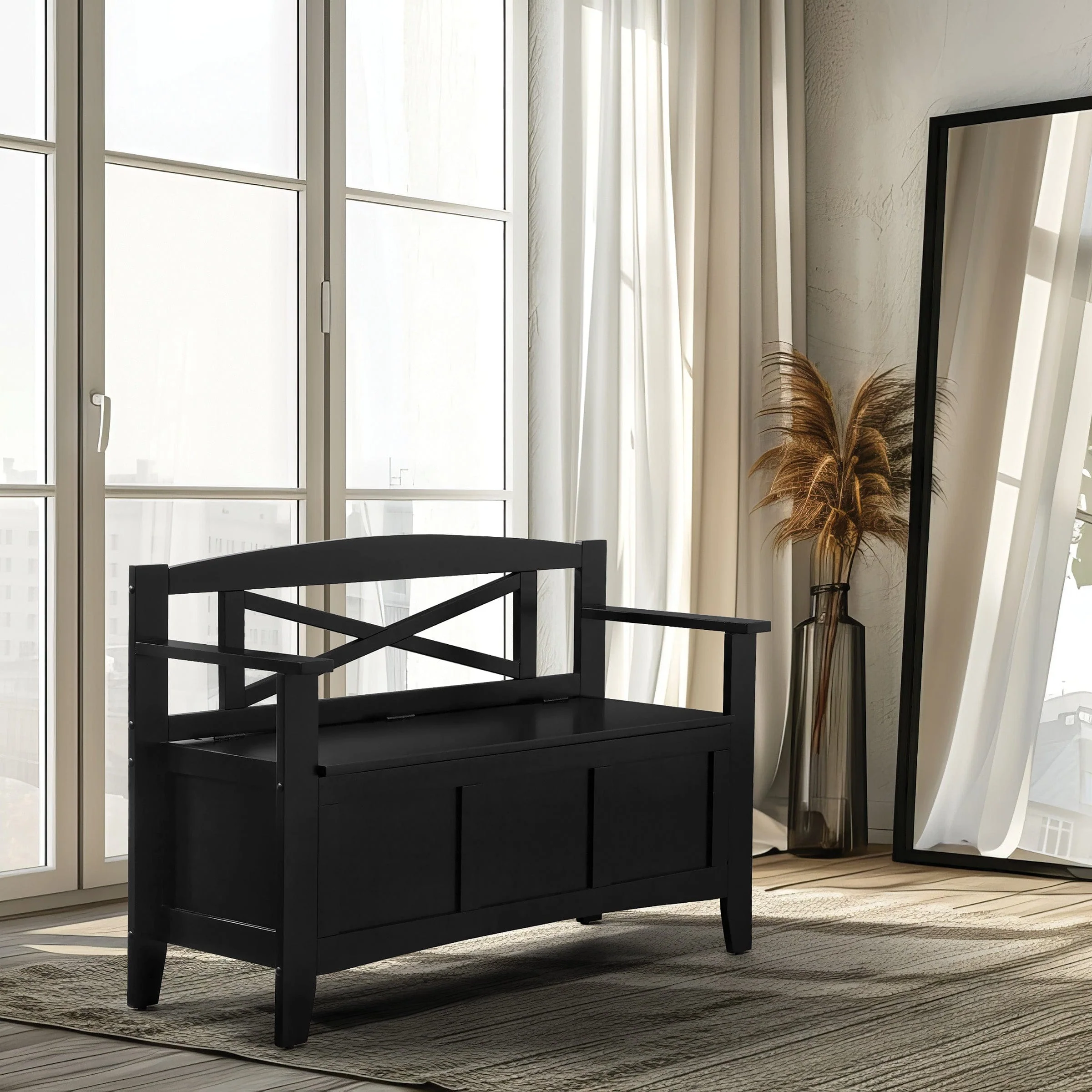 OSP Designs Metro Entry Way Bench Black [MET42] - Image 4