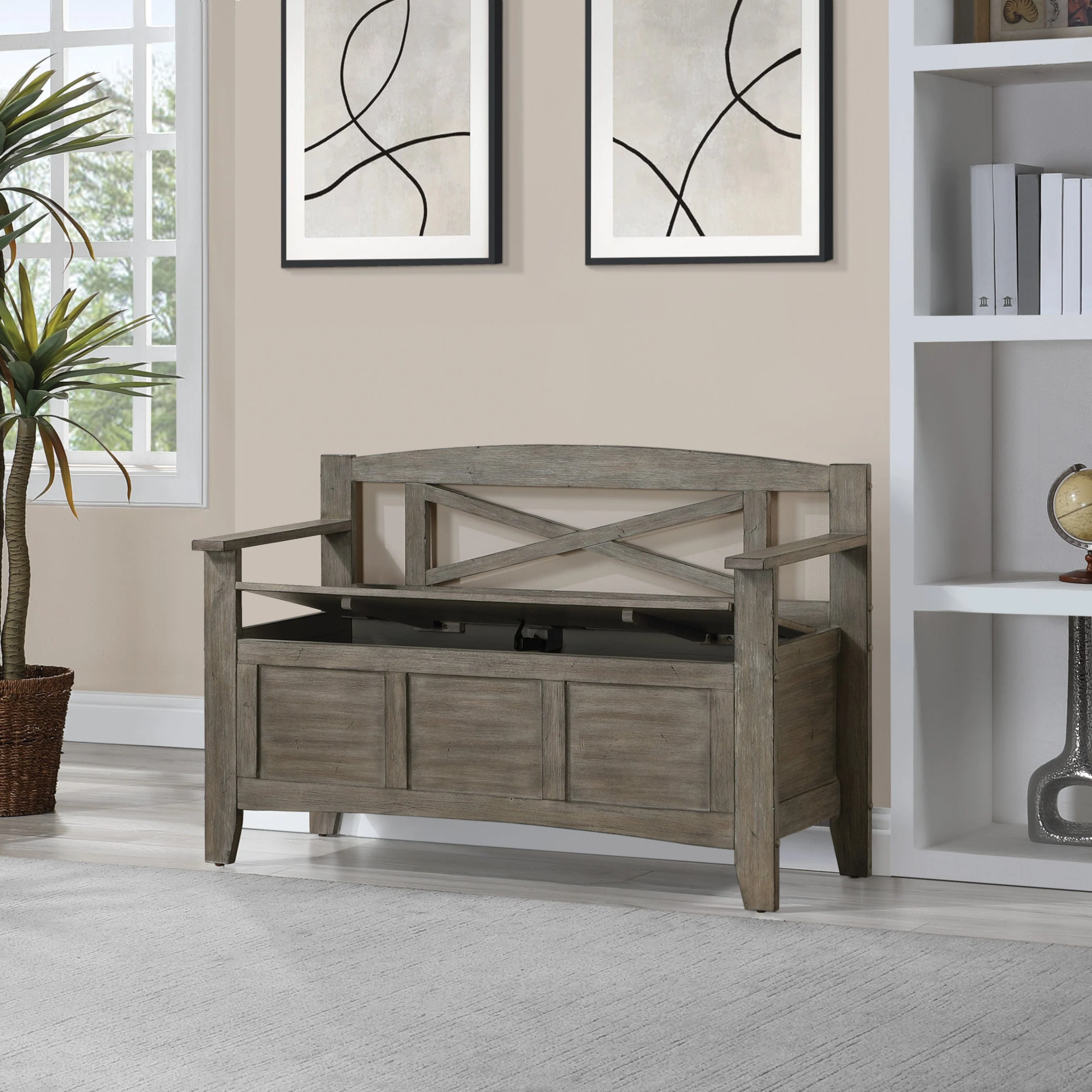 OSP Designs Metro Entry Way Bench Black [MET42] - Image 5