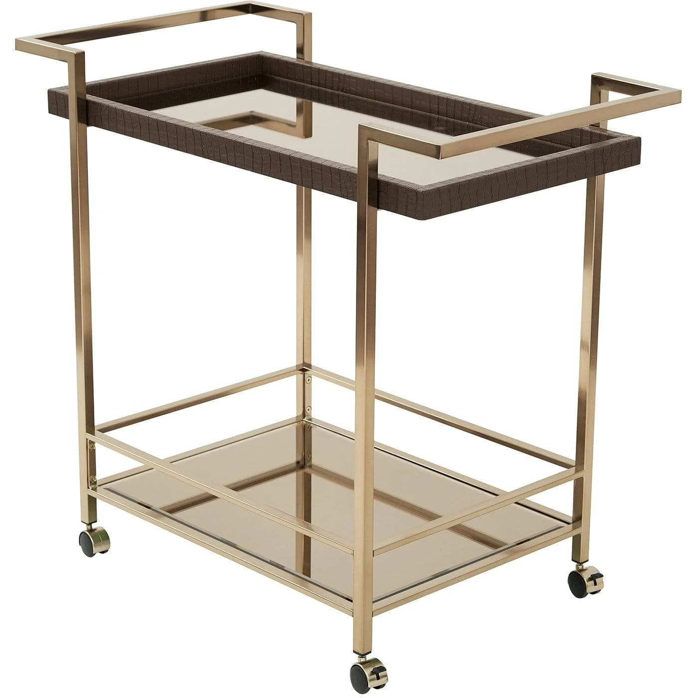 Isabella Wine Cart Bronze Glass Top, Champagne Metal Frame [BEL37-CHG] - Image 4