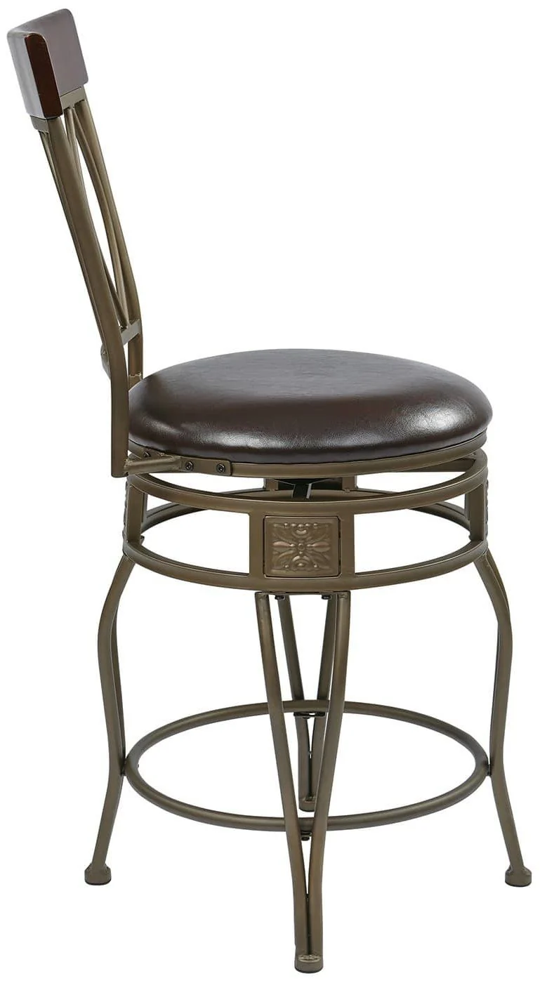 Cosmo Metal Swivel Bar Stool Espresso Faux Leather Seat [CSM2630-ES] - Image 2