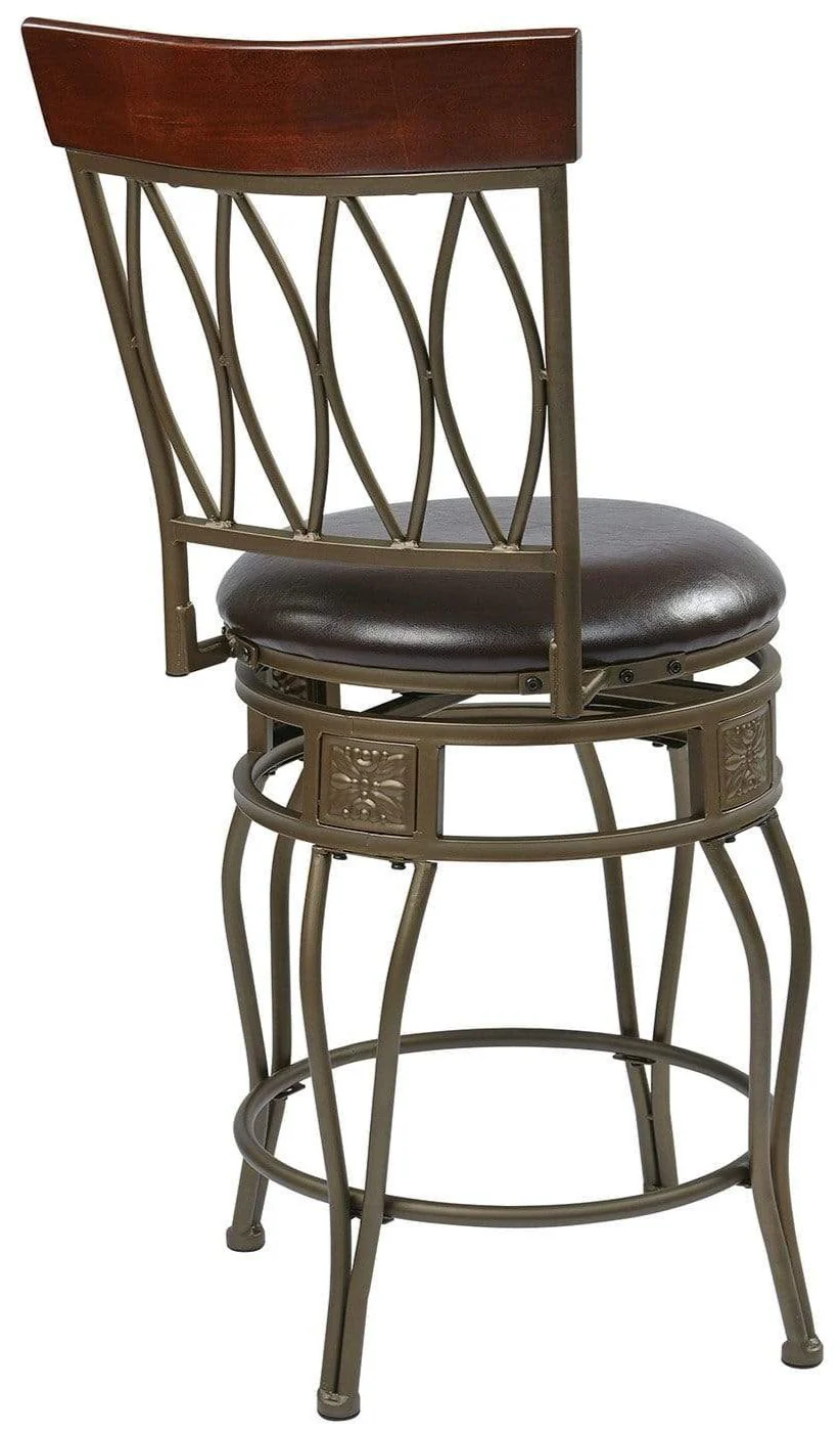 Cosmo Metal Swivel Bar Stool Espresso Faux Leather Seat [CSM2630-ES] - Image 3