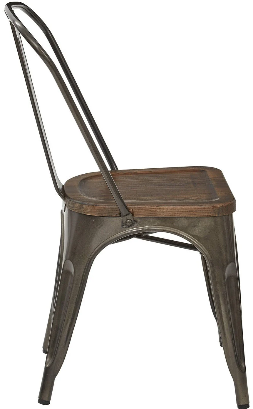 OSP Designs Indio Metal Chair with Wood Seat [IND29A4-C209-1] - Image 3