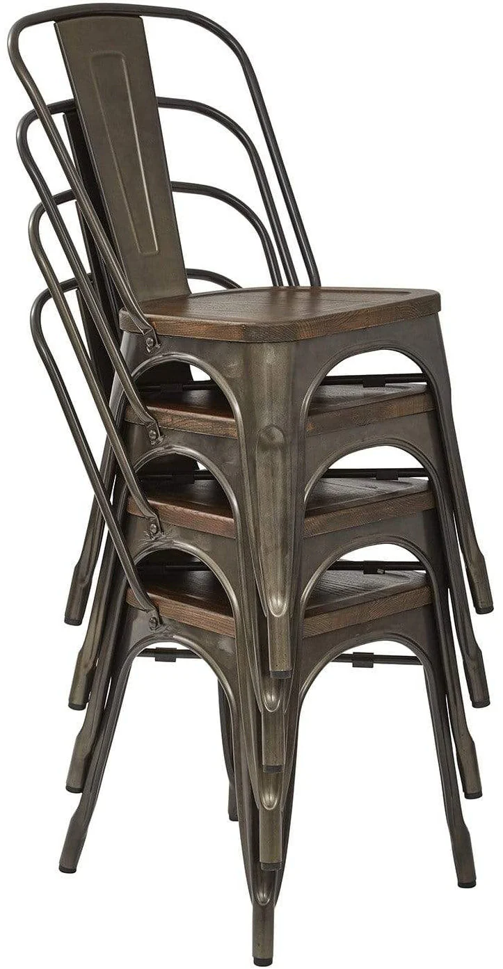 OSP Designs Indio Metal Chair with Wood Seat [IND29A4-C209-1] - Image 4