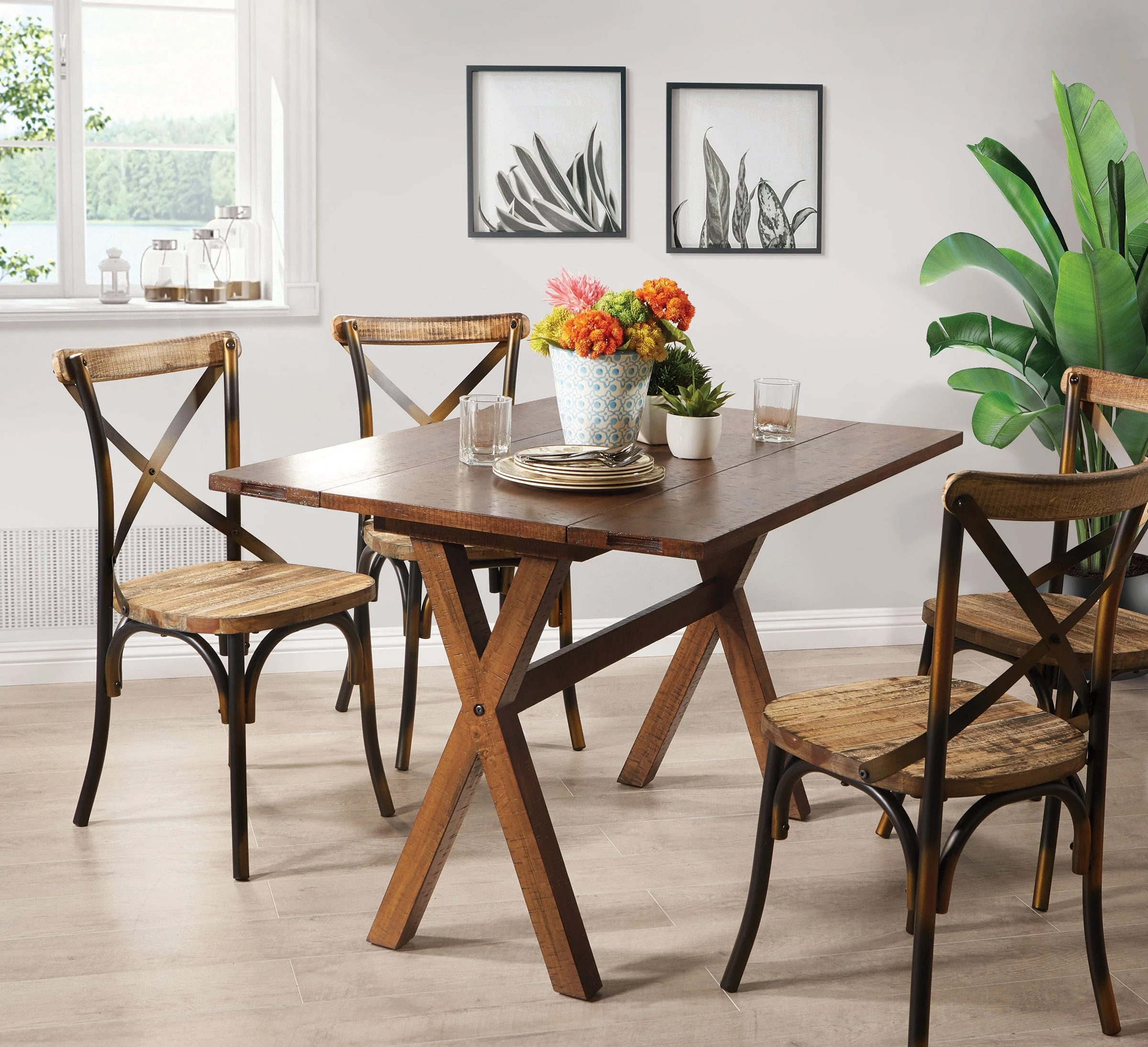 Office Star OSP Designs McKayla Flip Top Table, Distressed [MK6578] - Image 4