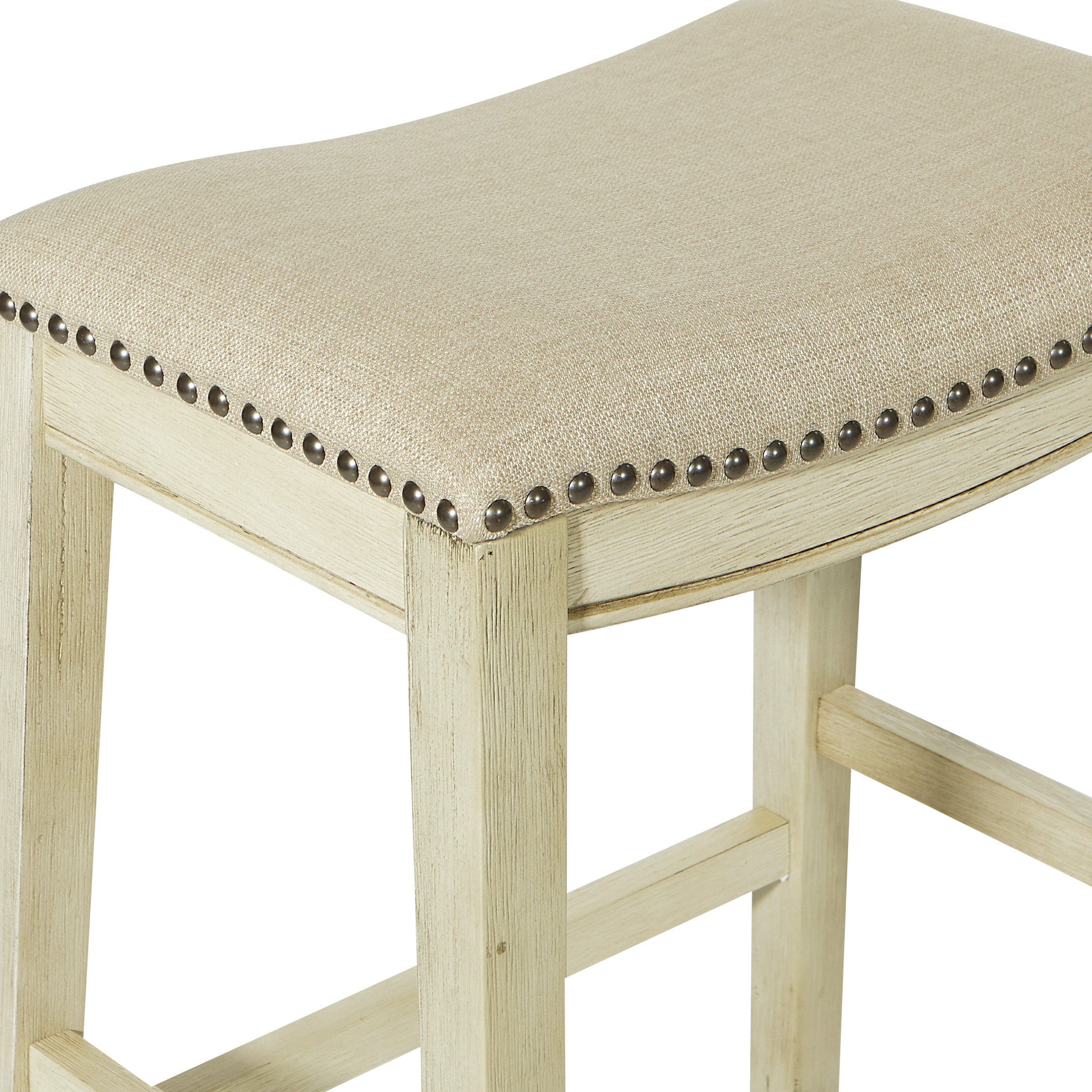 Office Star OSP Designs Saddle Stool 24" Beige, 2-Pack [MET4224AW-BG] - Image 2